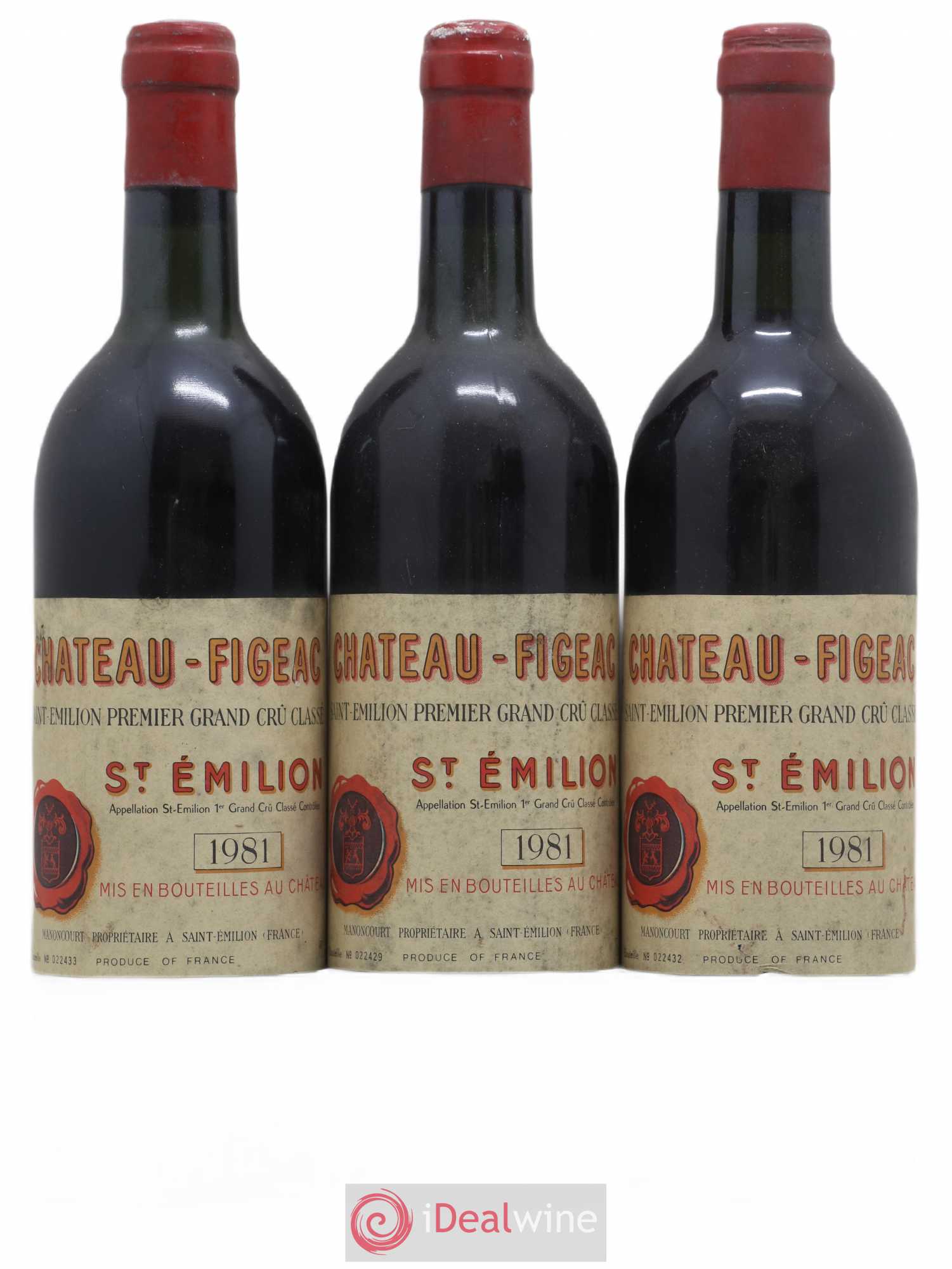Château Figeac 1er Grand Cru Classé A 1981 - Lot de 3 bouteilles - 0