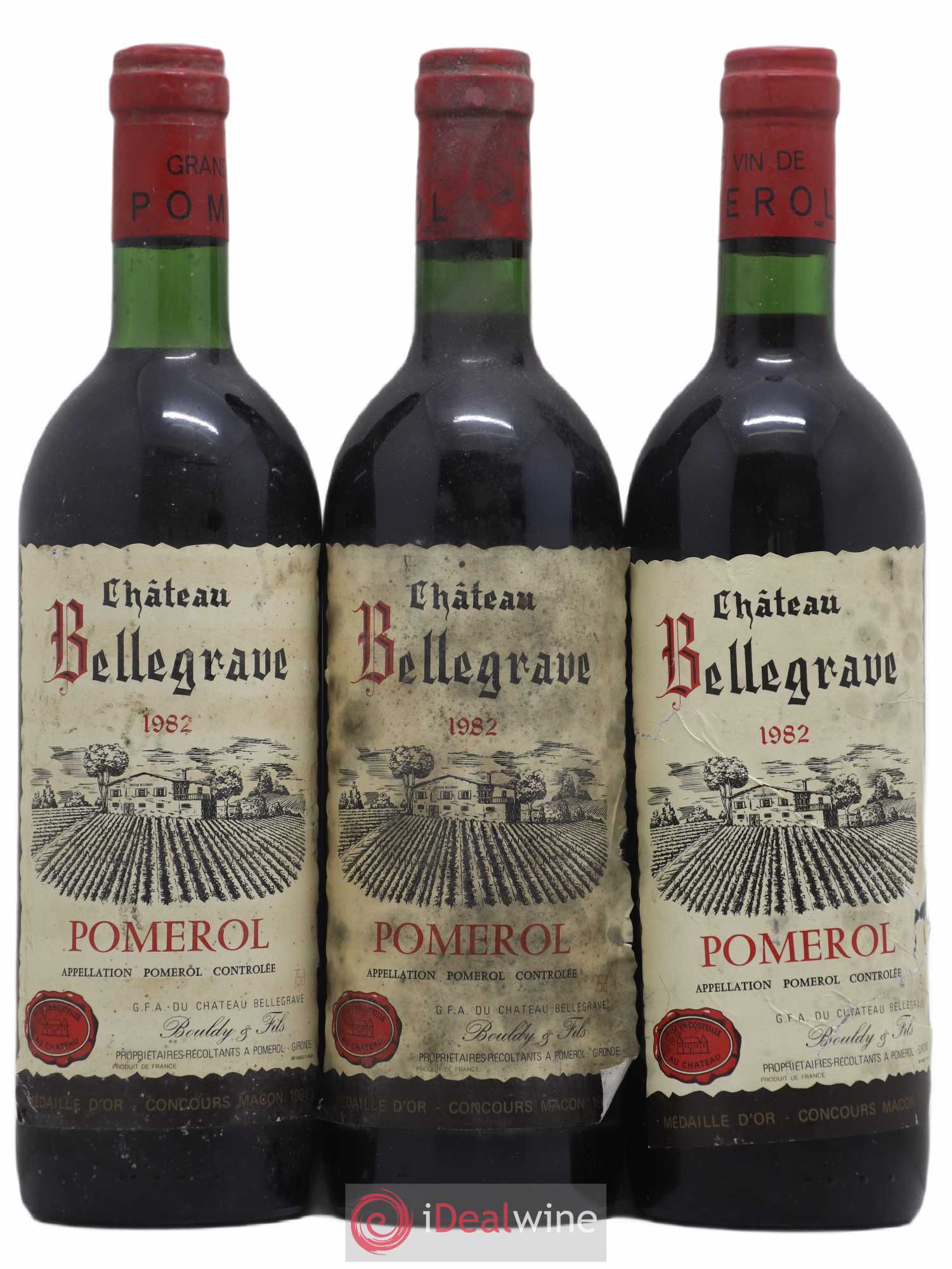 Château Bellegrave 1982 - Lot de 3 bouteilles - 0