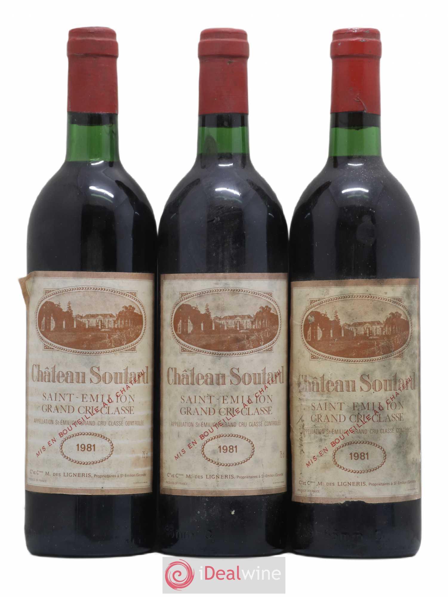 Château Soutard Grand Cru Classé 1981 - Lot de 3 bouteilles - 0