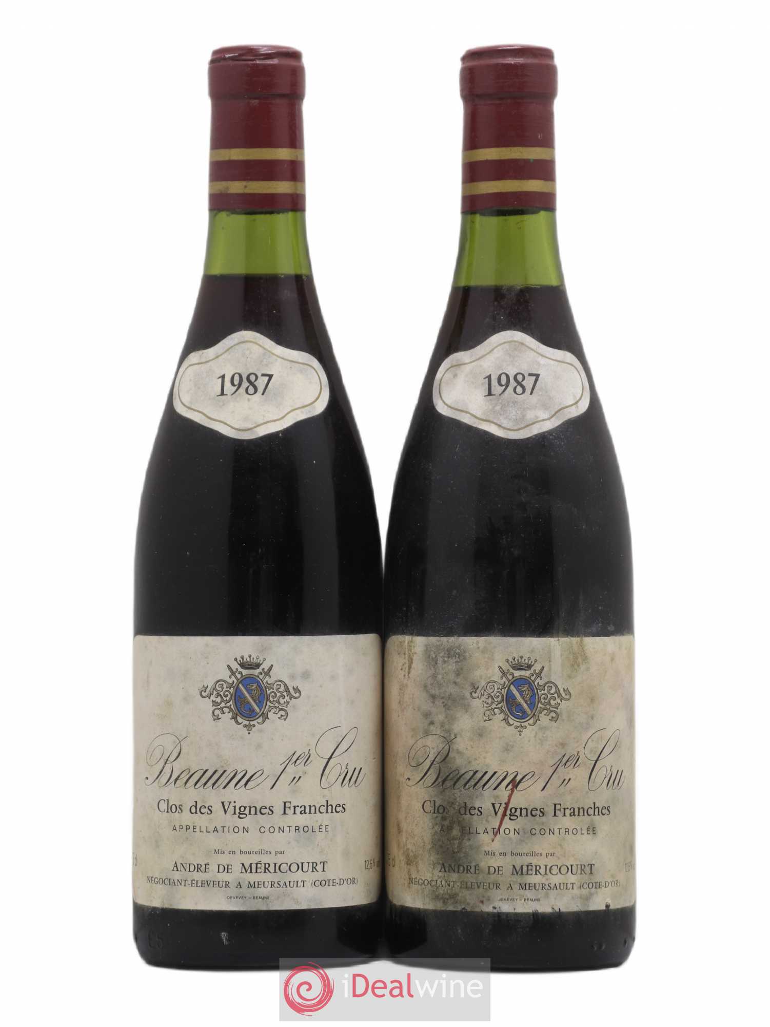 Beaune 1er Cru Clos des Vignes Franches Méricourt 1987 - Lot de 2 bouteilles - 0