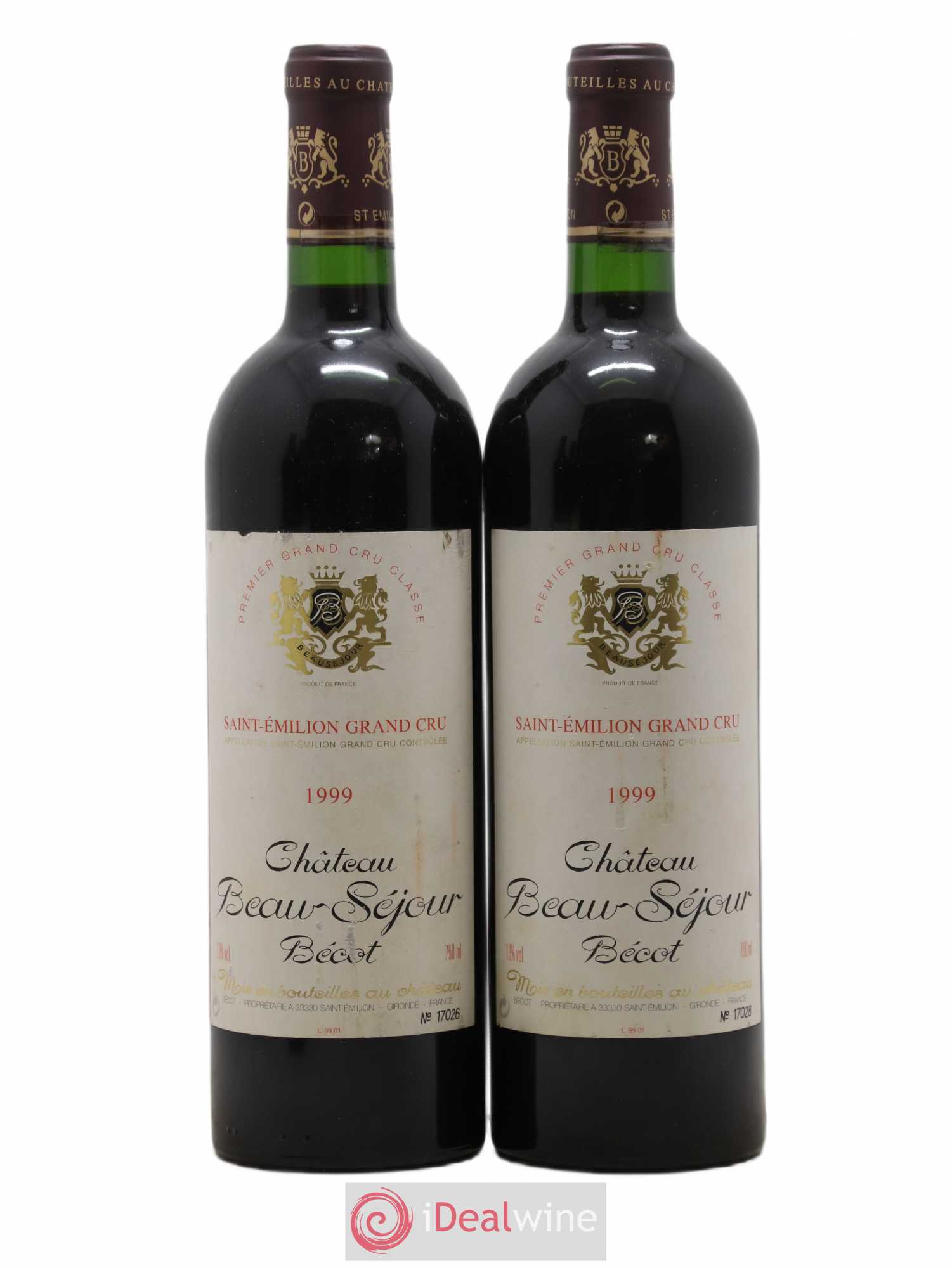 Château Beau-Séjour Bécot 1er Grand Cru Classé B 1999 - Lot de 2 bouteilles - 0