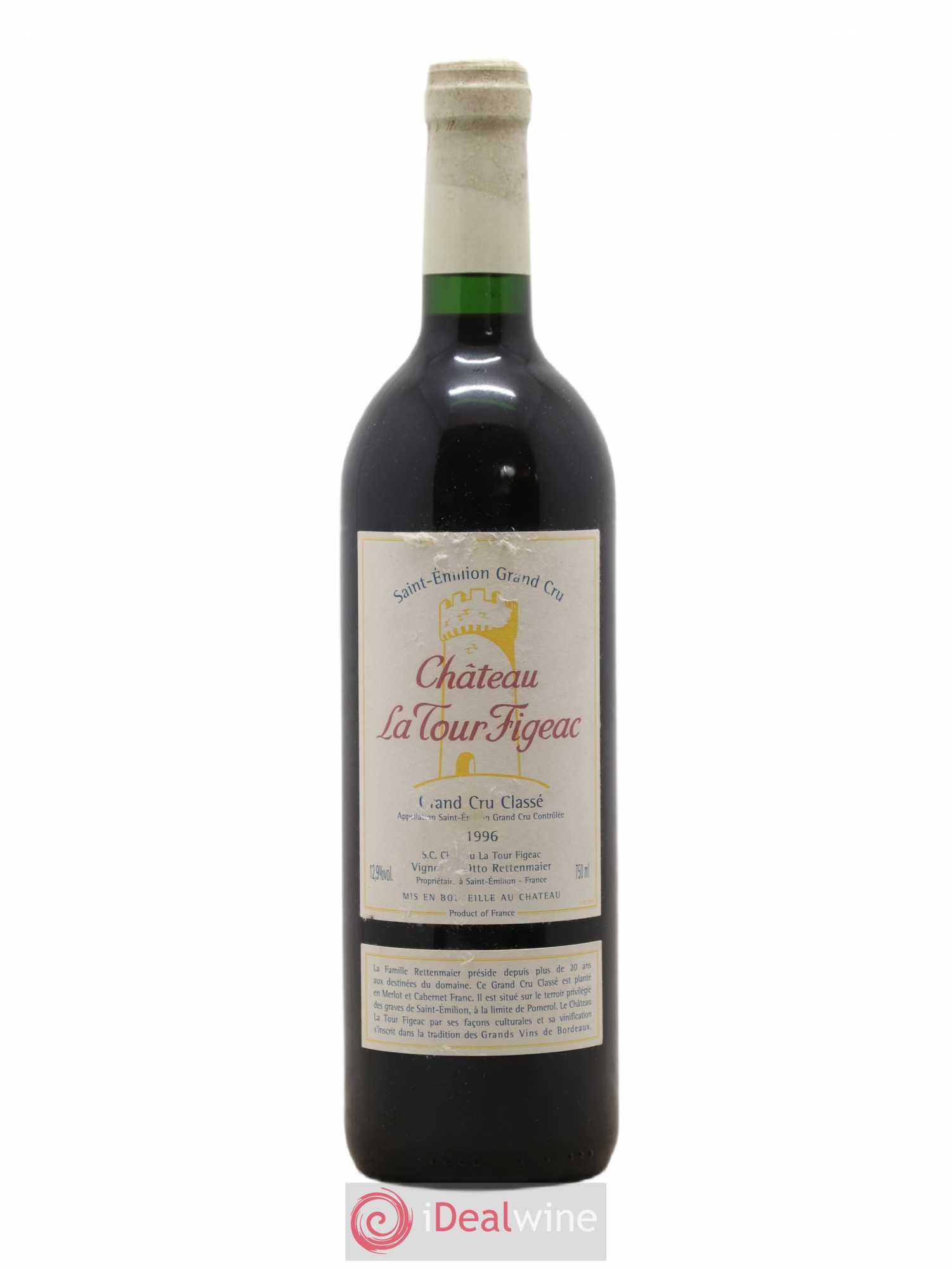 Château la Tour Figeac Grand Cru Classé 1996 - Lot de 1 bouteille - 0