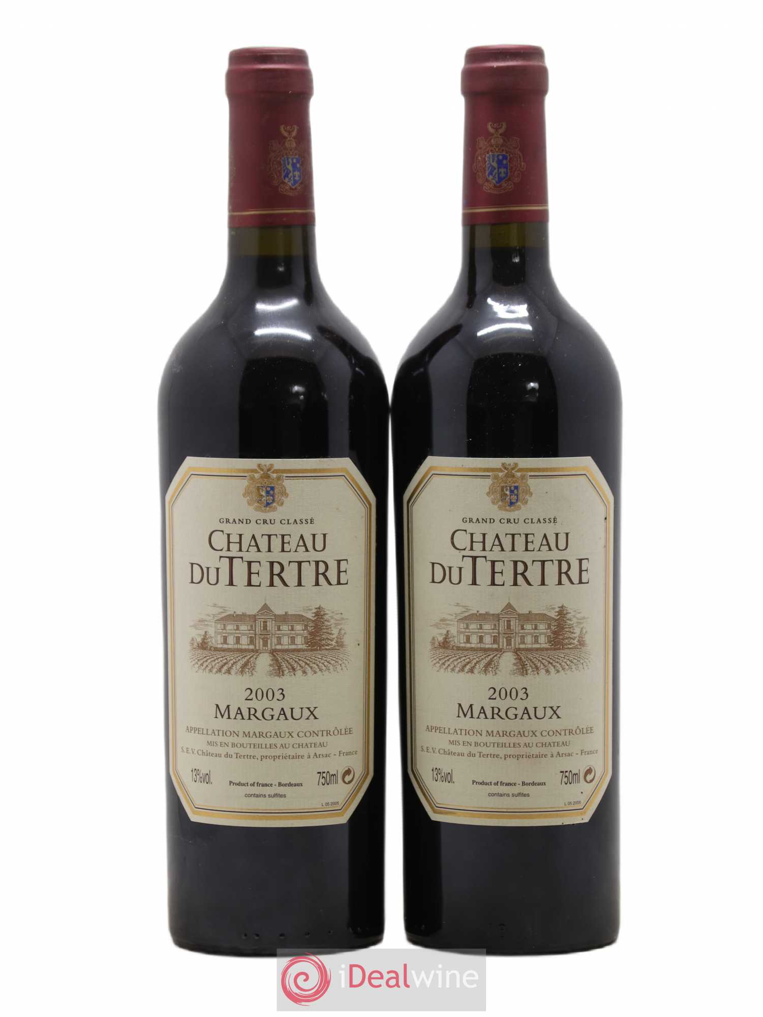 Château du Tertre 5ème Grand Cru Classé 2003 - Lot de 2 bouteilles - 0