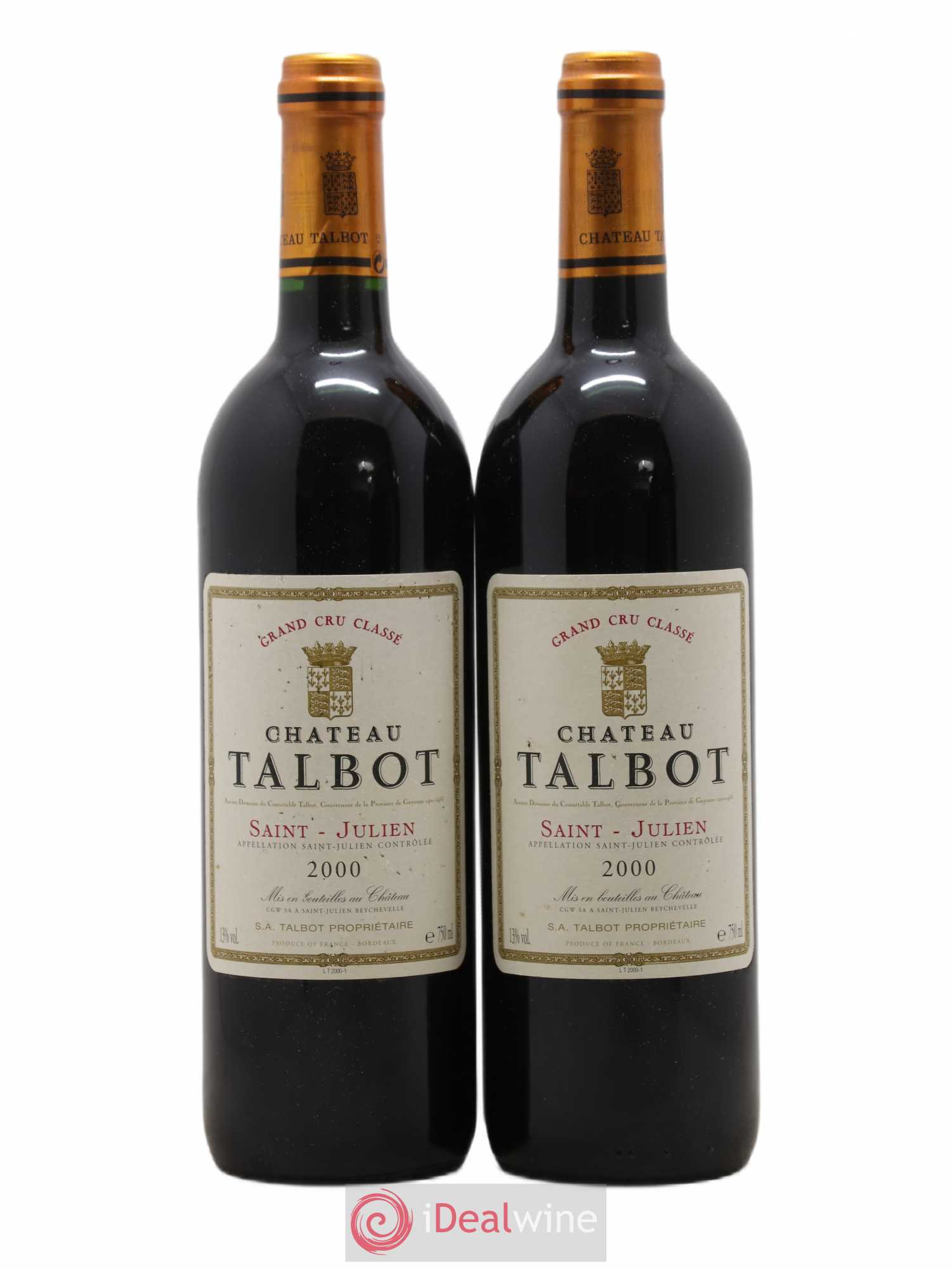 Château Talbot 4ème Grand Cru Classé 2000 - Lot de 2 bouteilles - 0