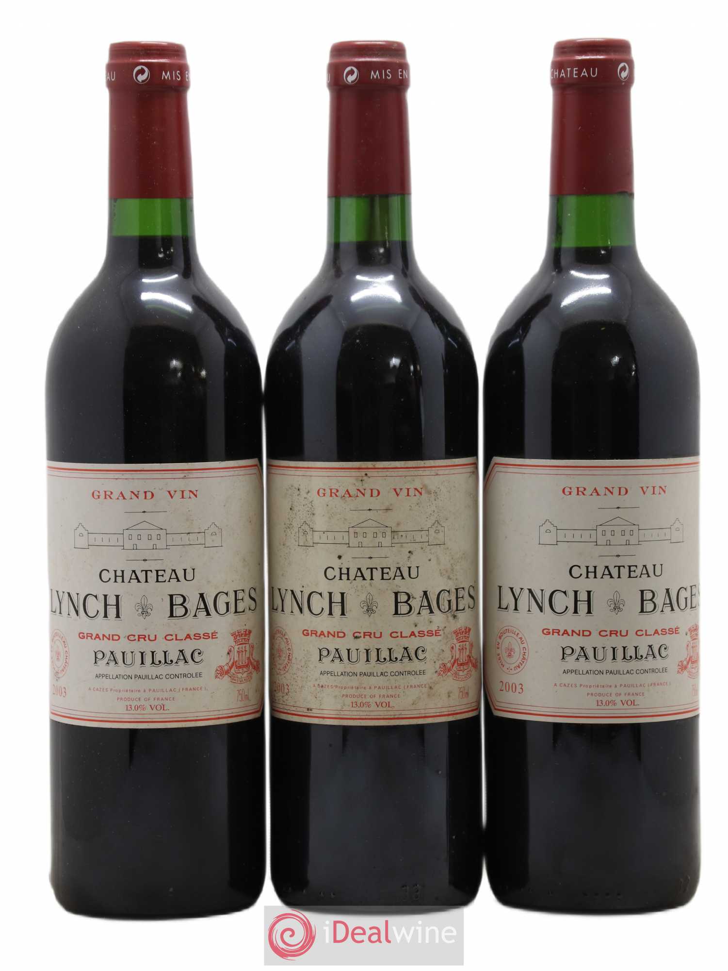 Château Lynch Bages 5ème Grand Cru Classé 2003 - Lot de 3 bouteilles - 0