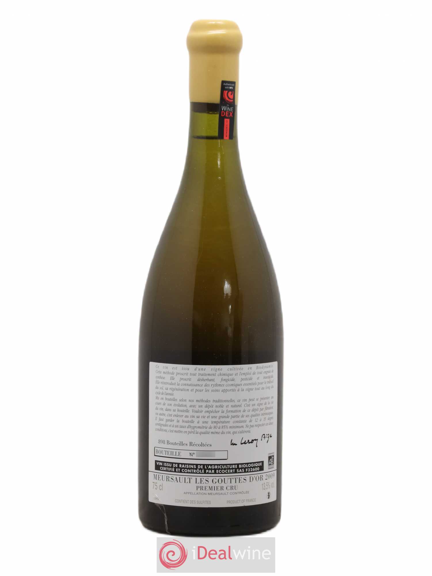 Meursault 1er Cru Les Gouttes d'Or d'Auvenay (Domaine) 2009 - Lot de 1 bouteille - 1