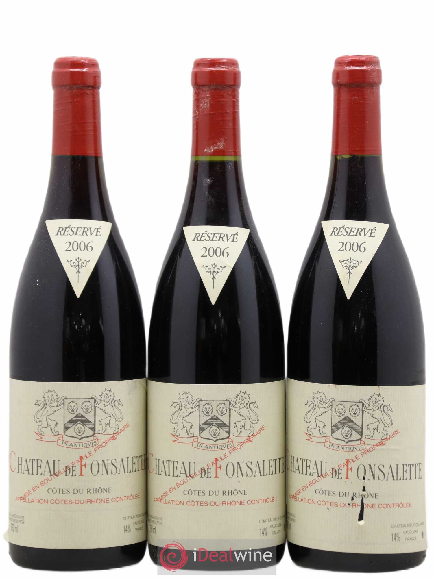 Côtes-du-Rhône Château de Fonsalette Emmanuel Reynaud 2006 - Lot de 3 bouteilles - 0