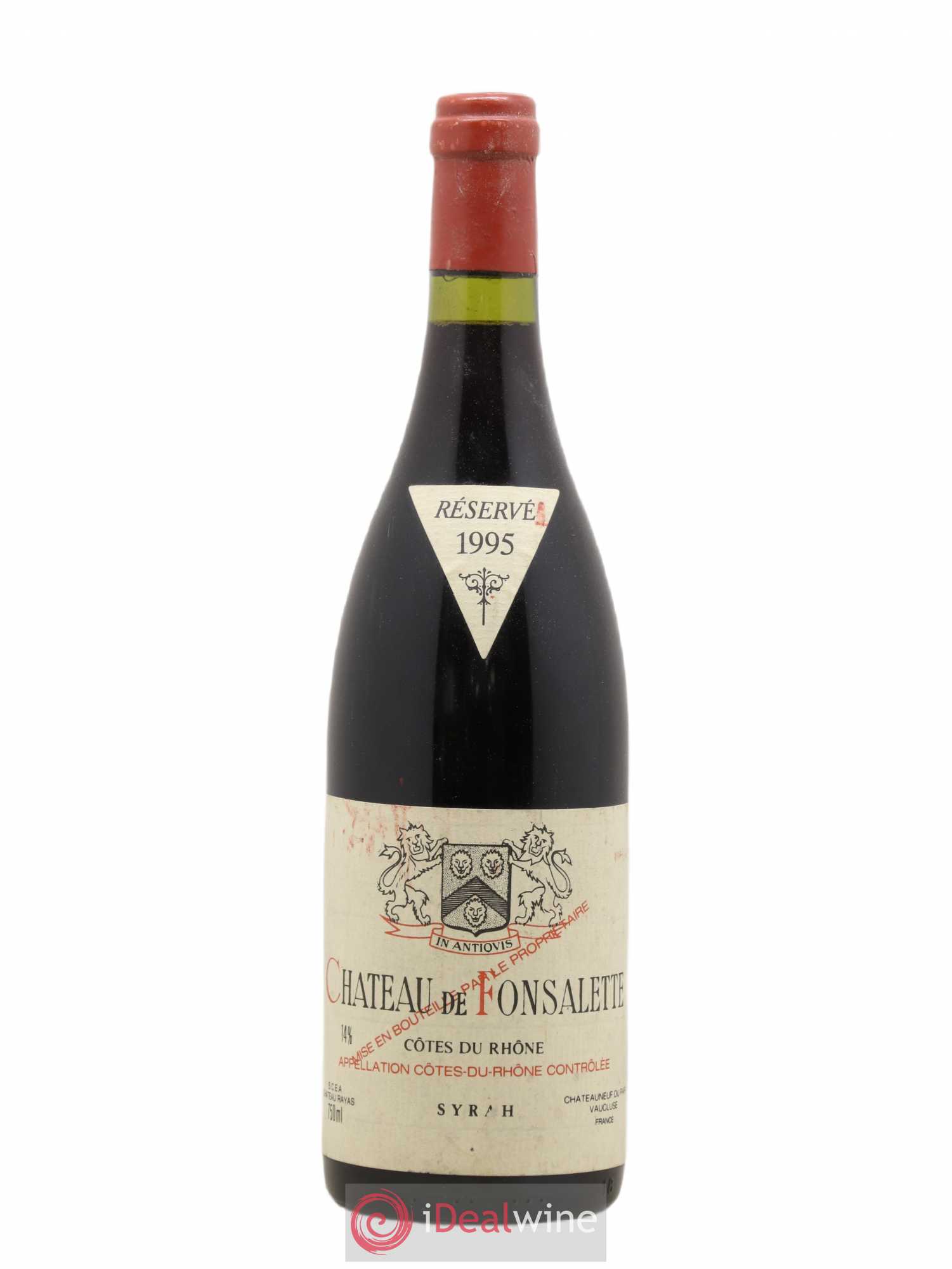 Côtes-du-Rhône Cuvée Syrah Château de Fonsalette 1995 - Lot de 1 bouteille - 0