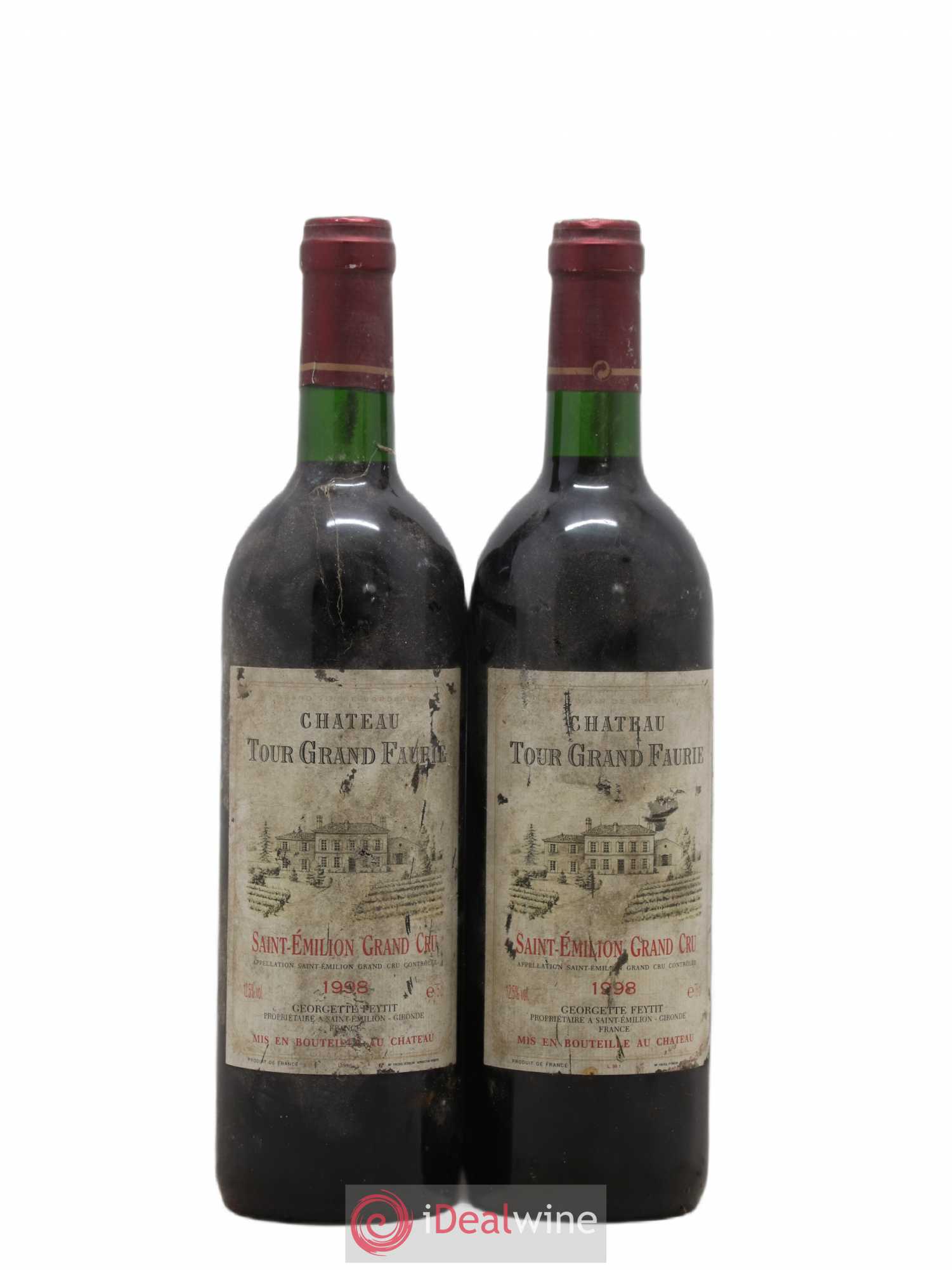 Saint-Émilion Grand Cru Château Tour Grand Faurie 1998 - Lot de 2 bouteilles - 0