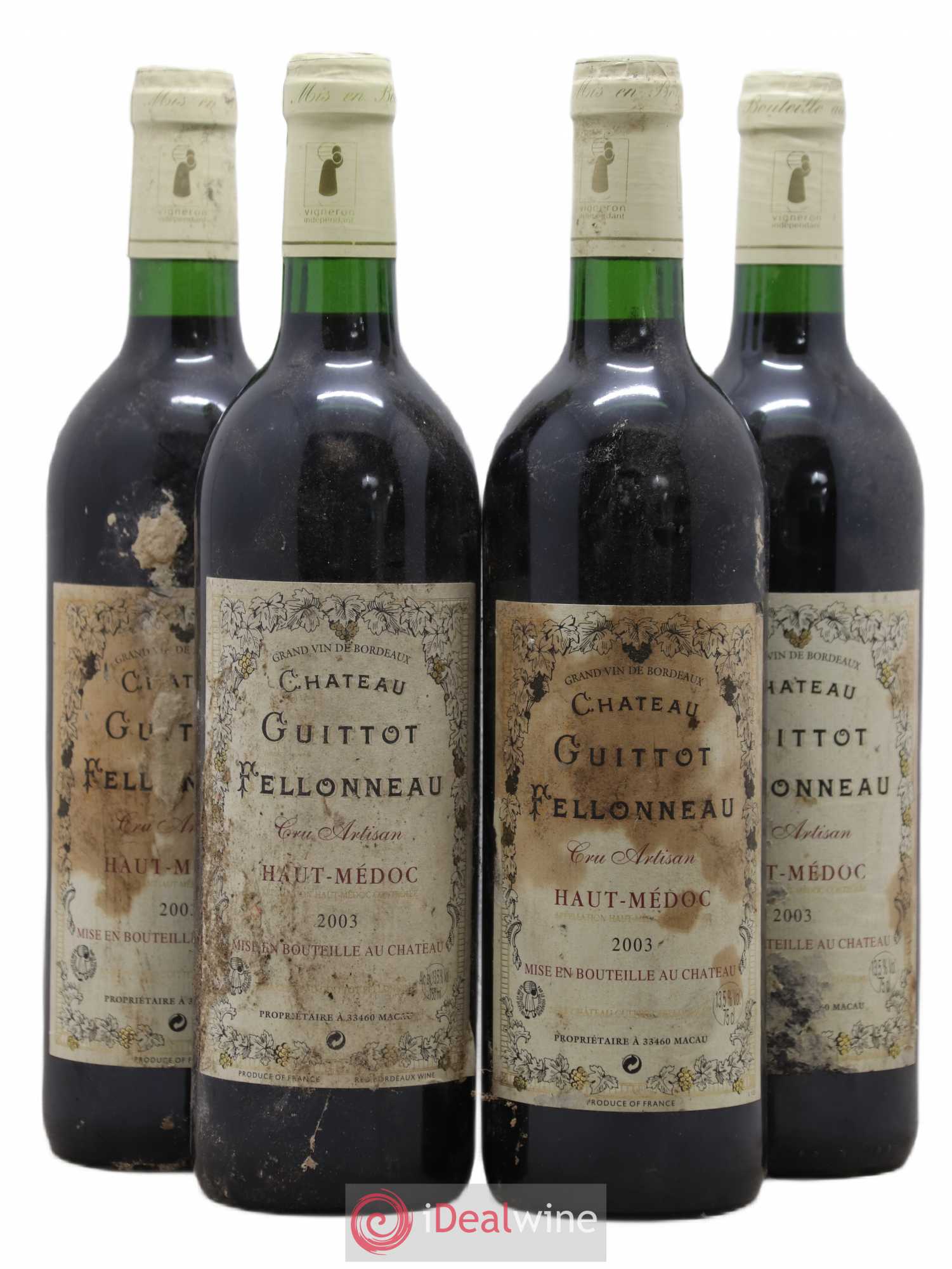 Haut Médoc Château Guittot Felloneau (sans prix de réserve) 2003 - Posten von 4 Flaschen - 0