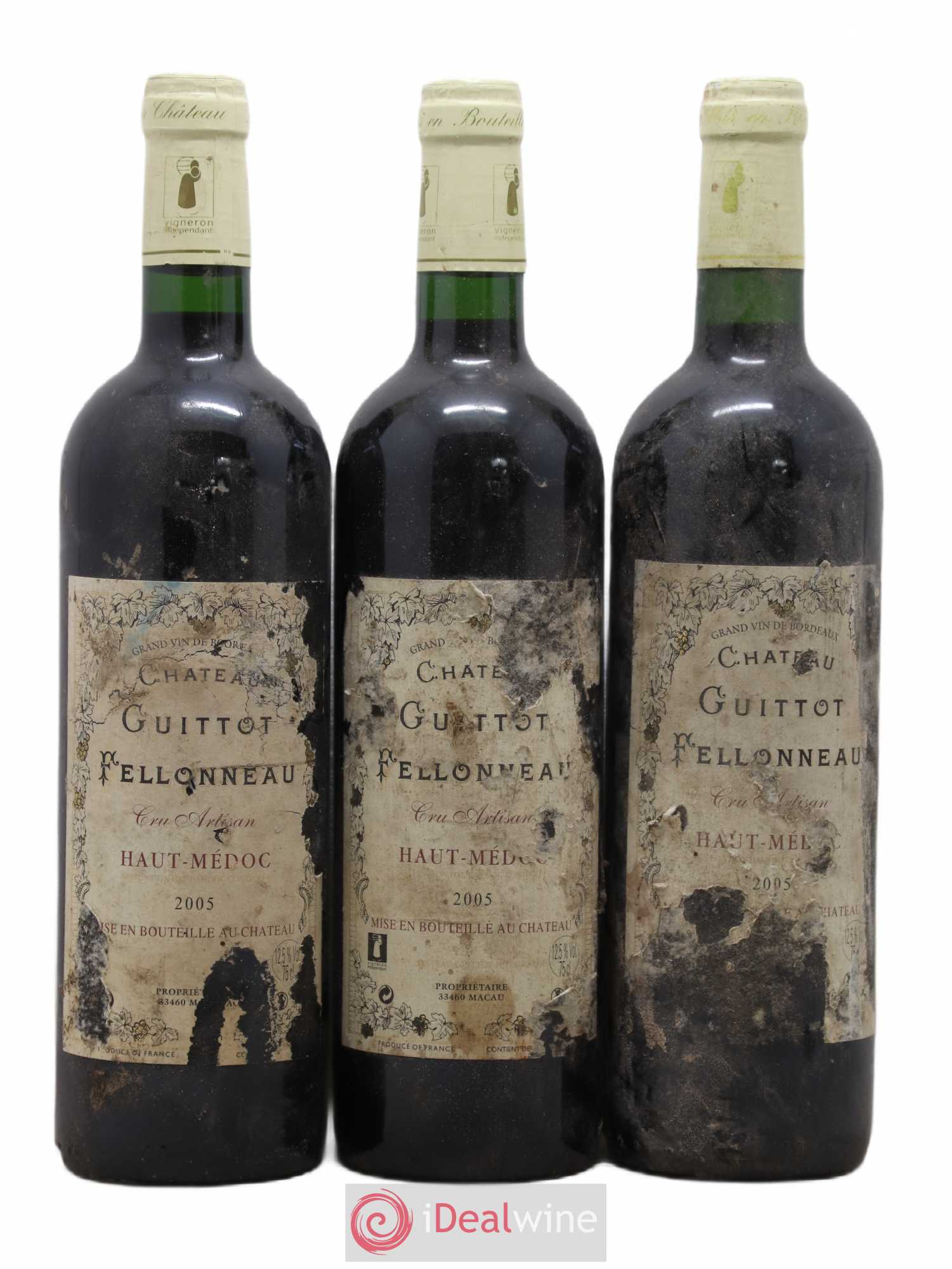 Haut Médoc Château Guittot Felloneau (sans prix de réserve) 2005 - Posten von 3 Flaschen - 0