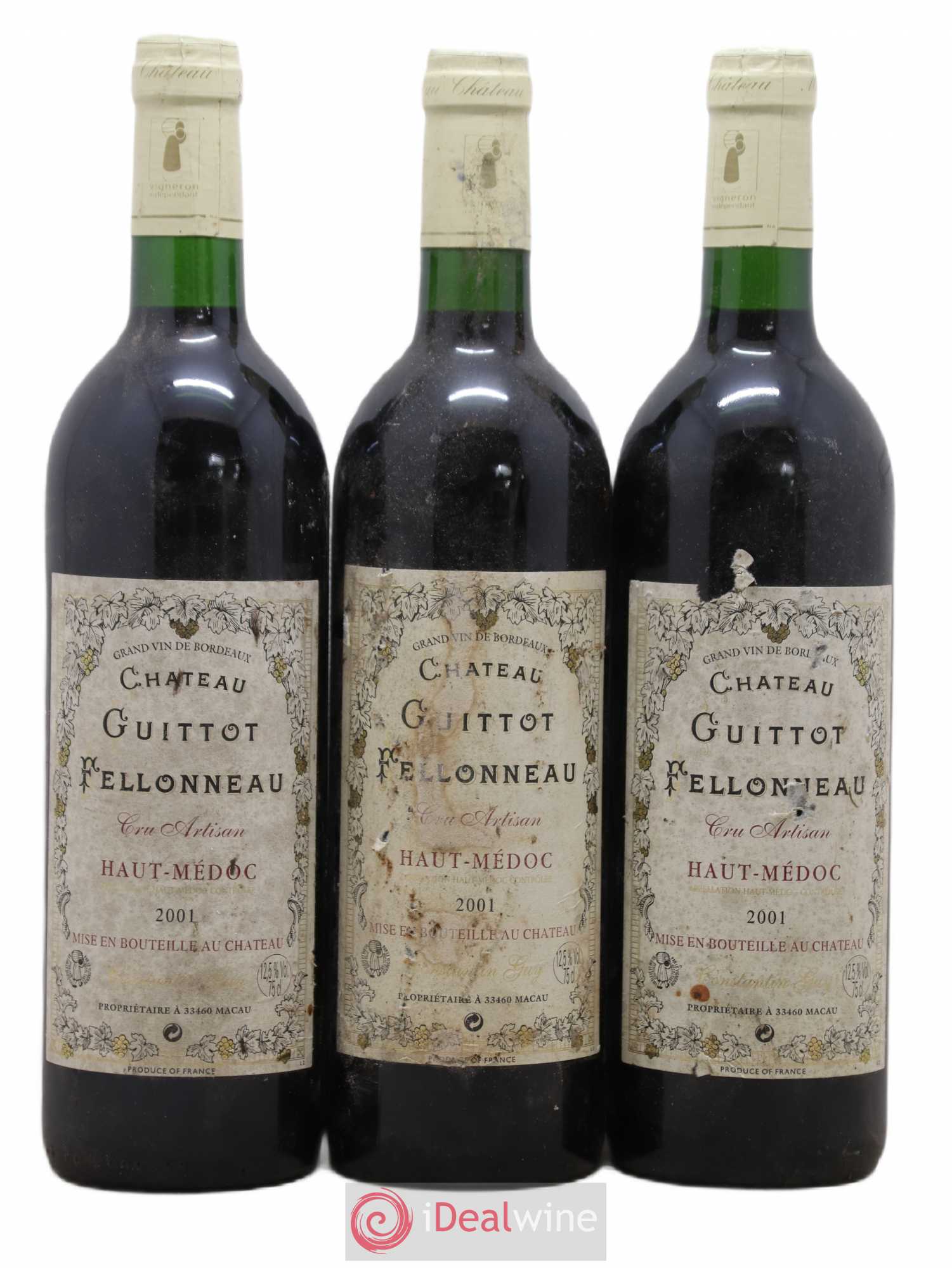 Haut Médoc Château Guittot Felloneau (sans prix de réserve) 2001 - Posten von 3 Flaschen - 0