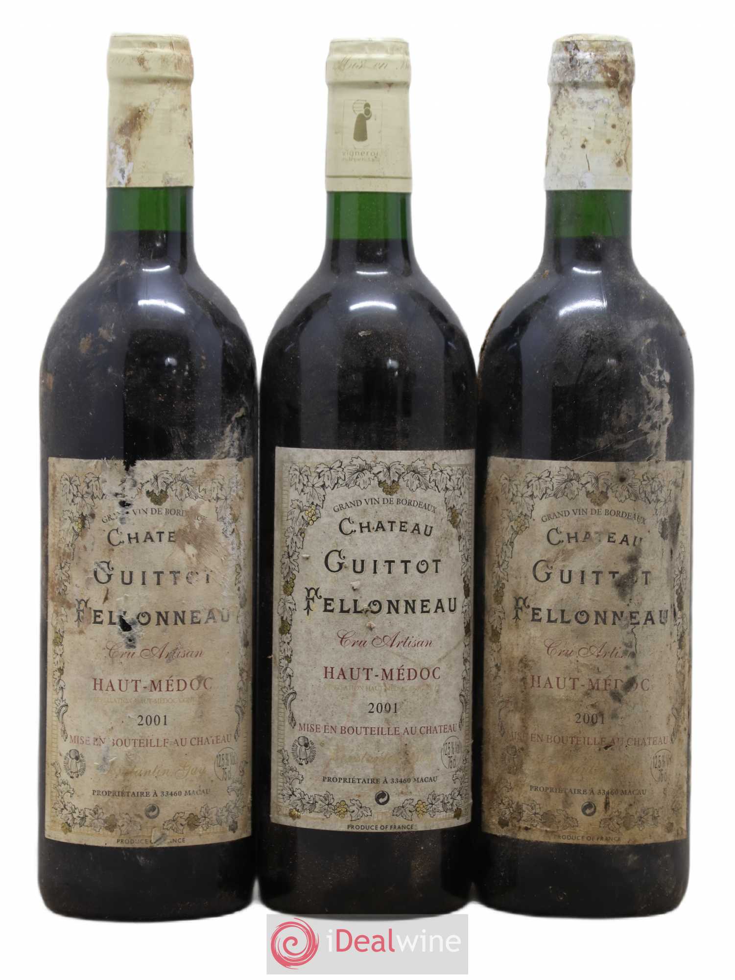Haut Médoc Château Guittot Felloneau (sans prix de réserve) 2001 - Posten von 3 Flaschen - 0