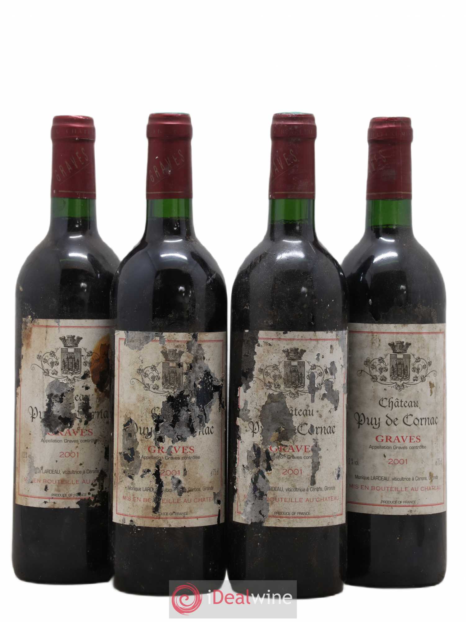 Graves Château Puy De Cornac (sans prix de réserve) 2001 - Posten von 4 Flaschen - 0