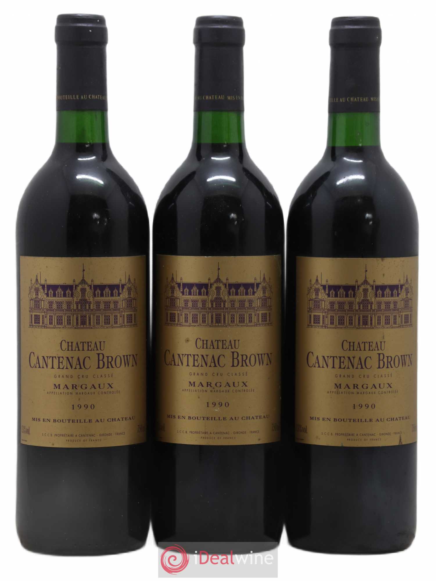 Château Cantenac Brown 3ème Grand Cru Classé 1990 - Lot de 3 bouteilles - 0