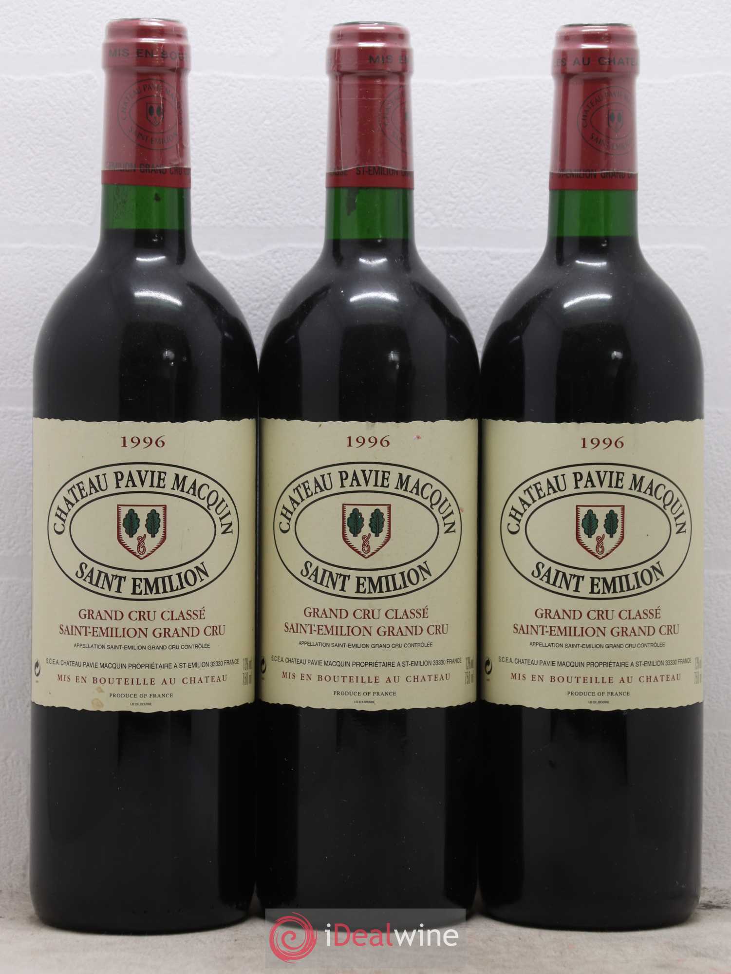 Château Pavie Macquin 1er Grand Cru Classé B 1996 - Lot de 3 bouteilles - 0
