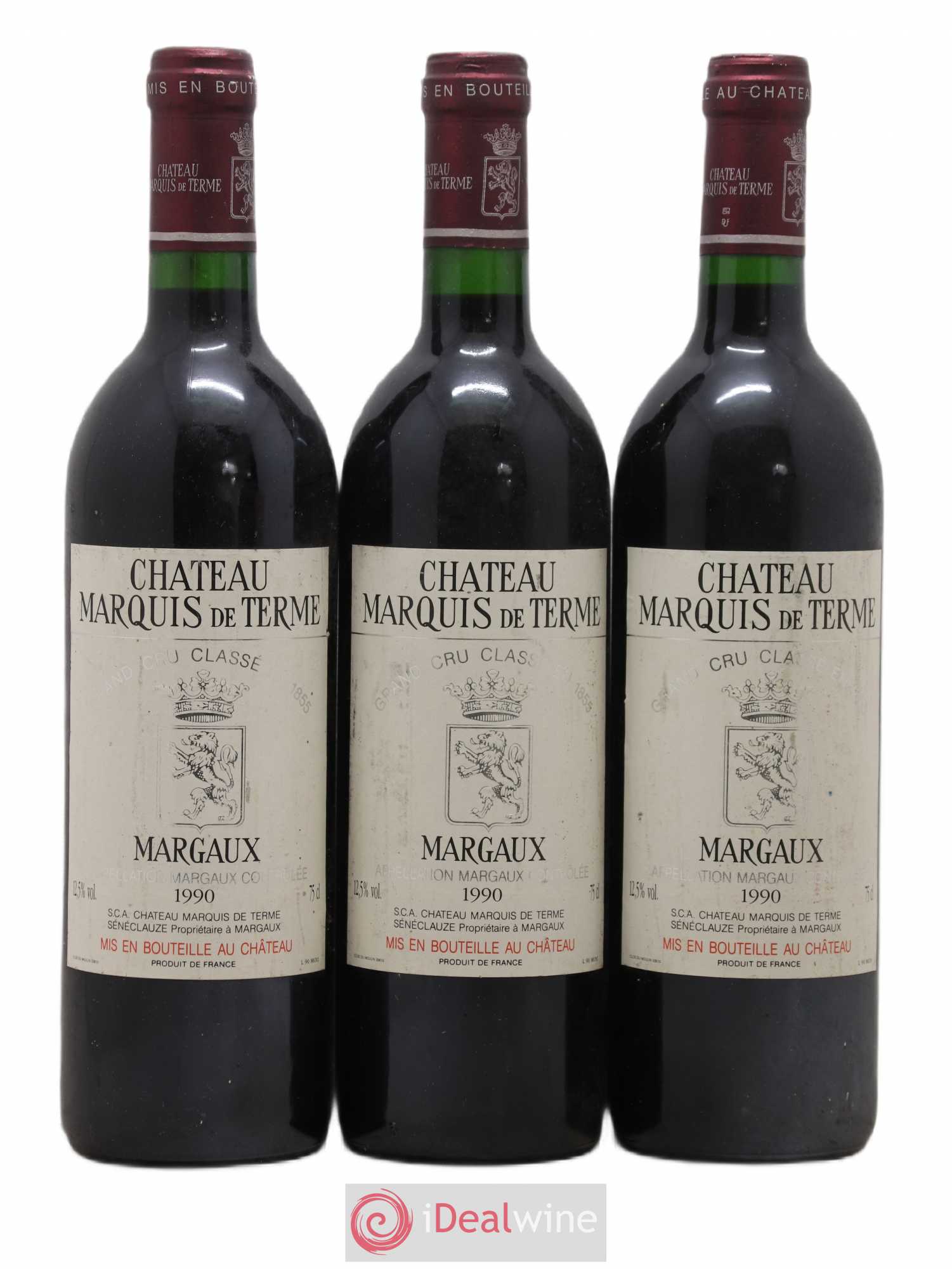 Château Marquis de Terme 4ème Grand Cru Classé 1990 - Lot de 3 bouteilles - 0