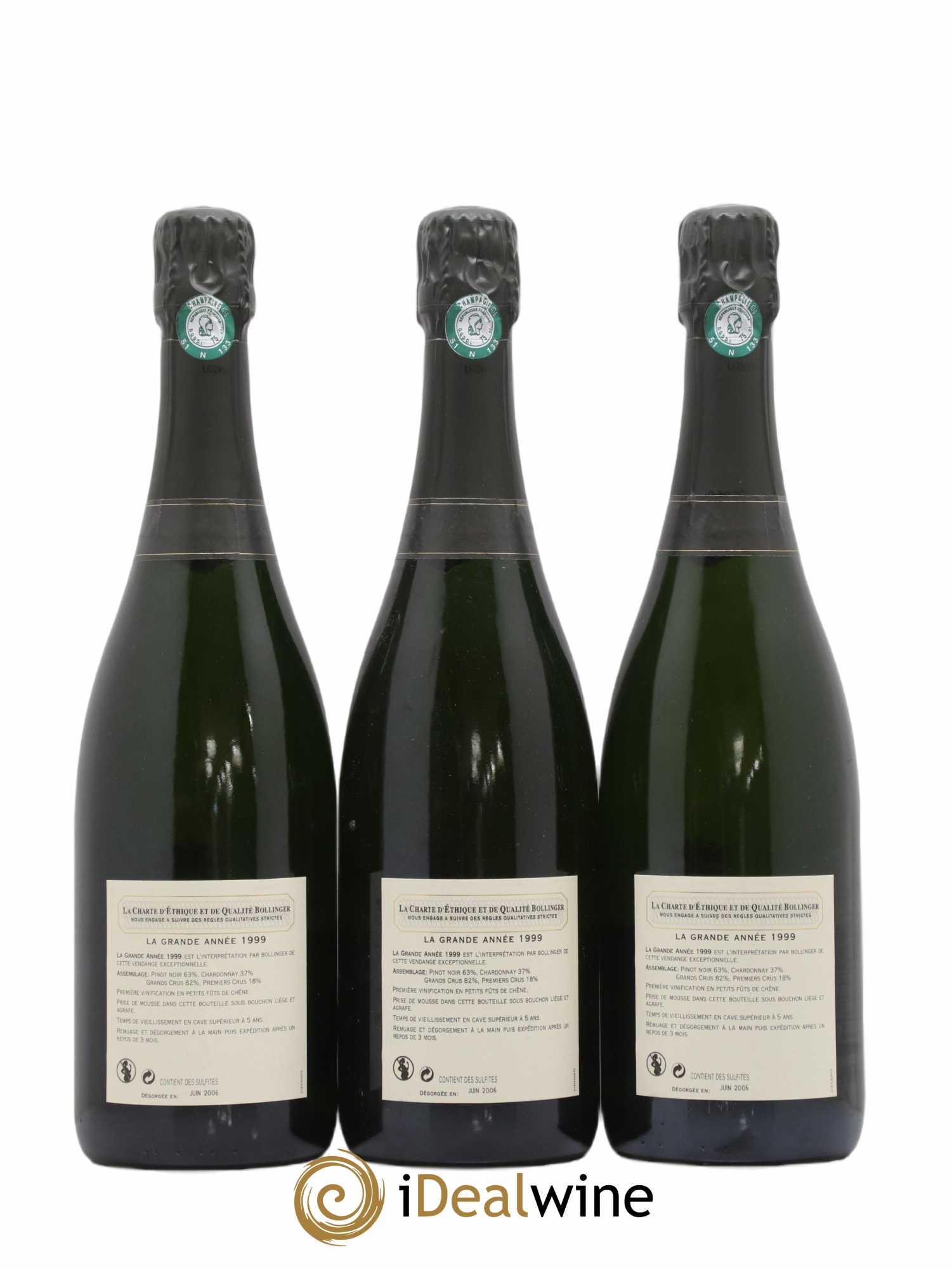 La Grande Année Brut Bollinger 1999 - Lot de 3 bouteilles - 1