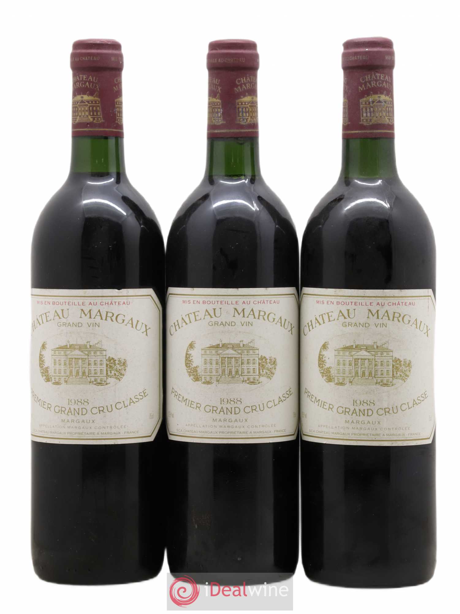 Château Margaux 1er Grand Cru Classé 1988 - Lot de 3 bouteilles - 0
