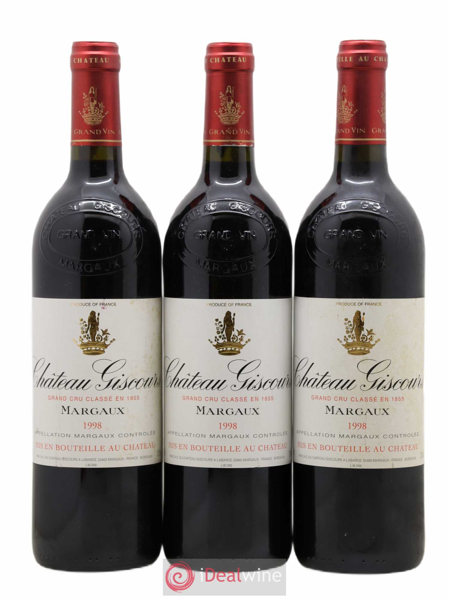 Château Giscours 3ème Grand Cru Classé 1998 - Lot de 3 bouteilles - 0