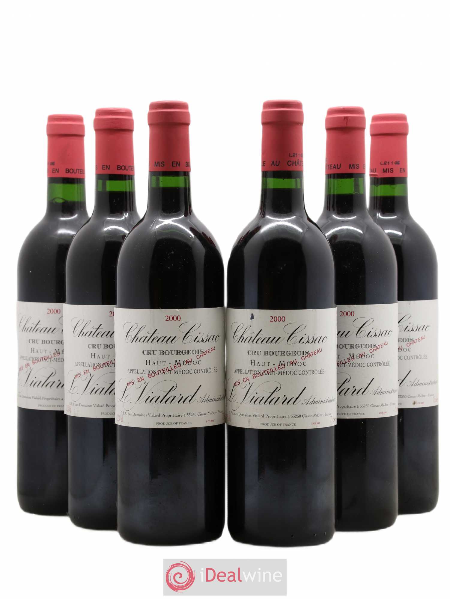 Château Cissac Cru Bourgeois 2000 - Lot de 6 bouteilles - 0