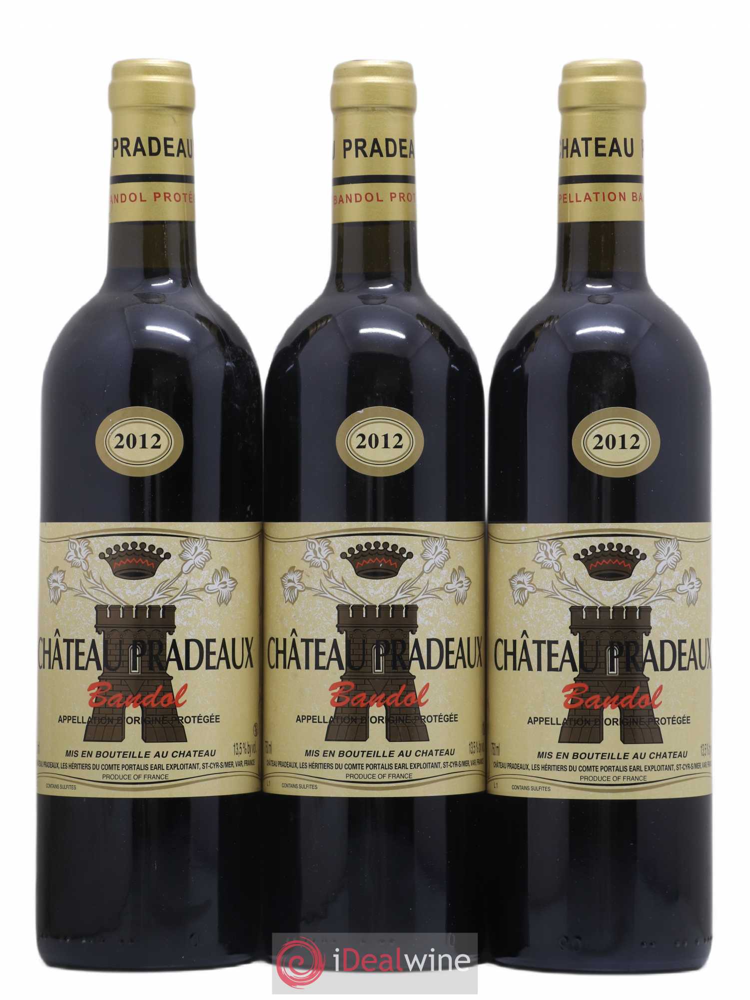 Bandol Château Pradeaux Famille Portalis 2012 - Lot de 3 bouteilles - 0
