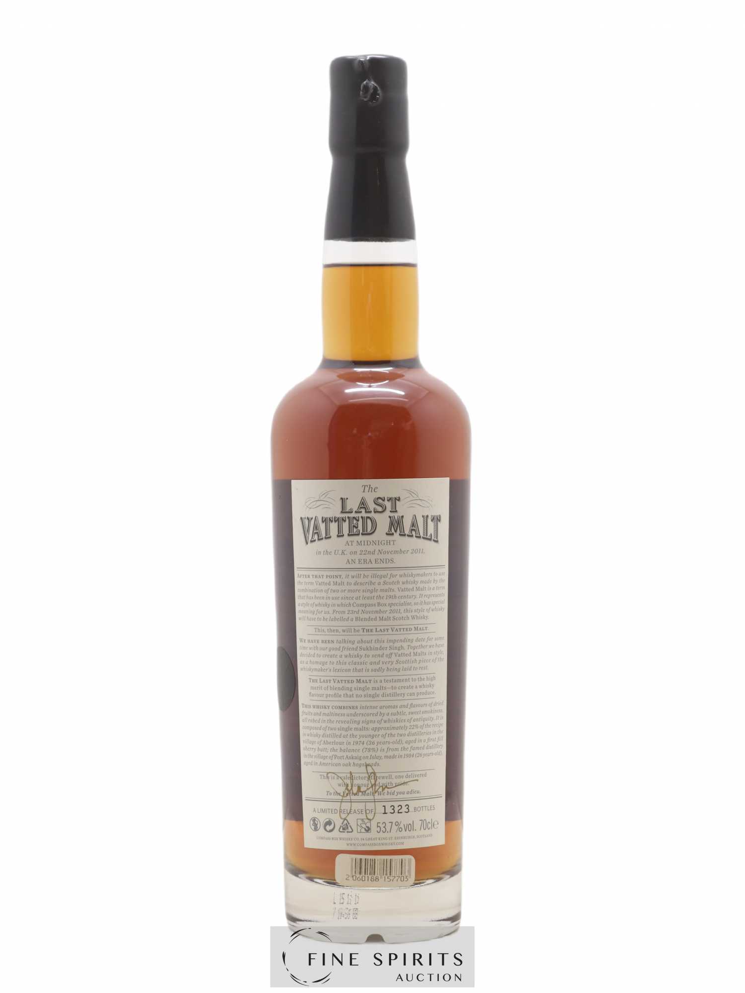 The Last Vatted Malt Compass Box bottled 2011 Limited Edition of 1323 bottles - Posten von 1 Flasche - 1
