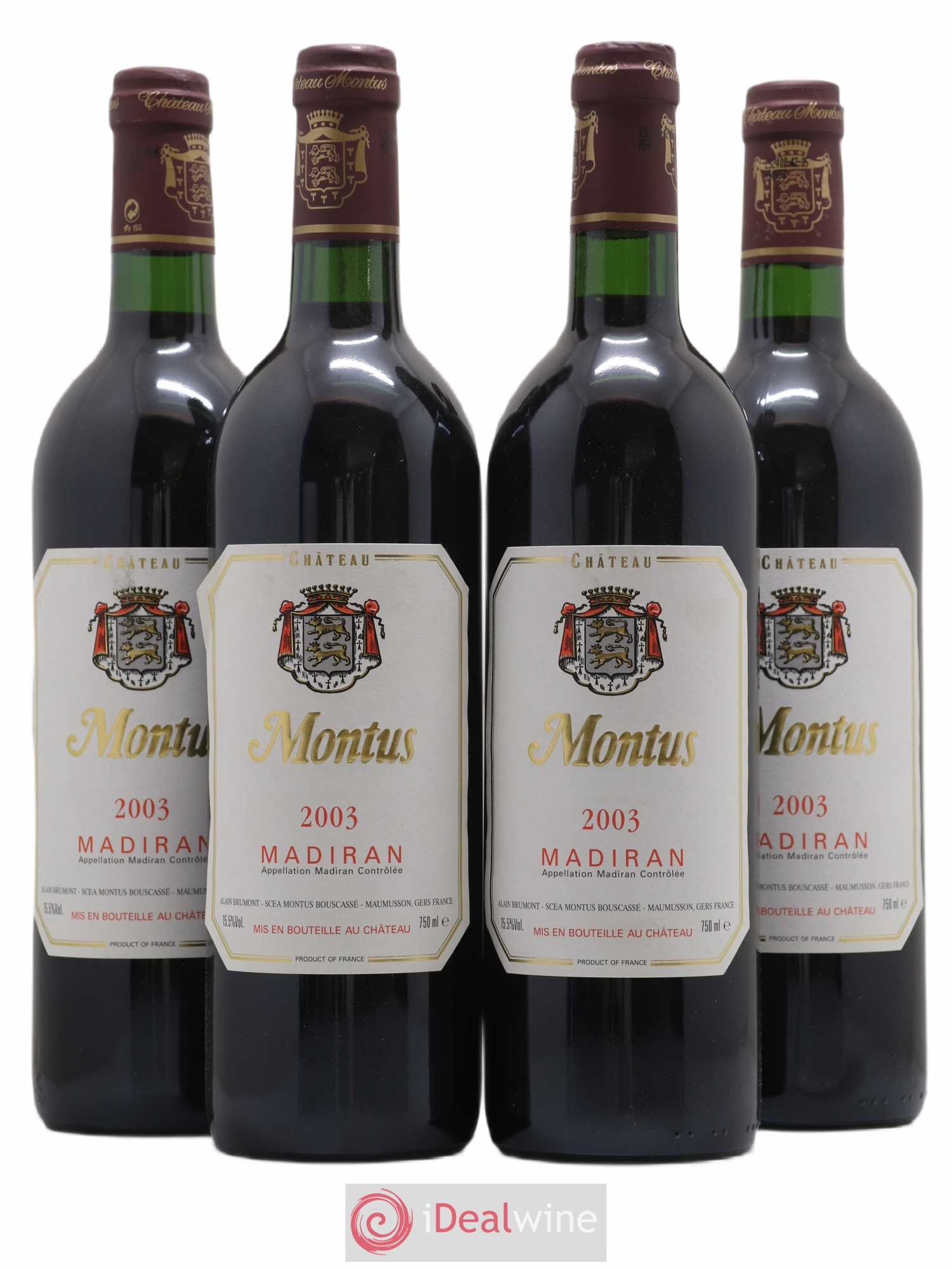 Madiran Château Montus Alain Brumont 2003 - Lot de 4 bouteilles - 0