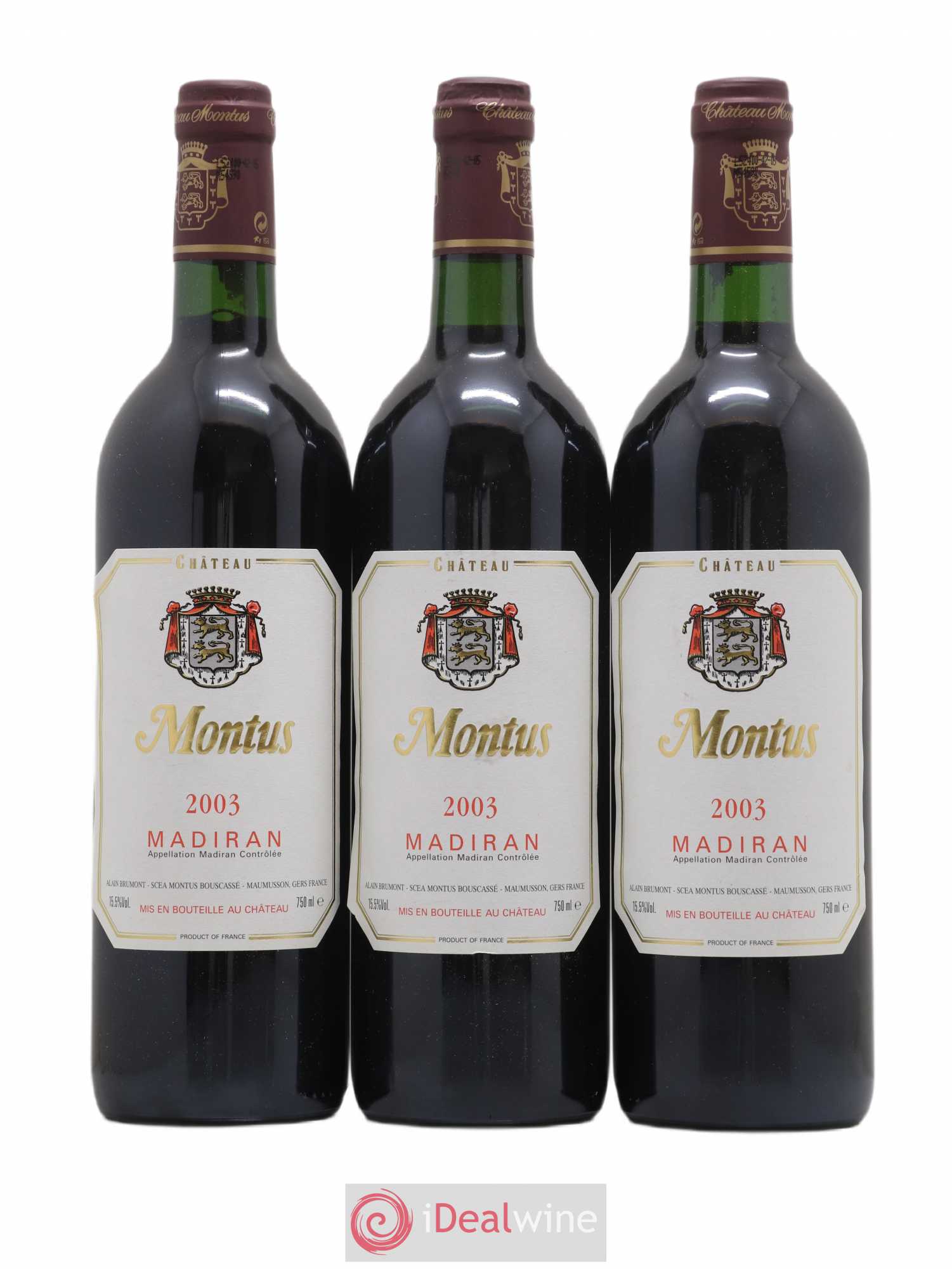 Madiran Château Montus Alain Brumont 2003 - Lot de 3 bouteilles - 0