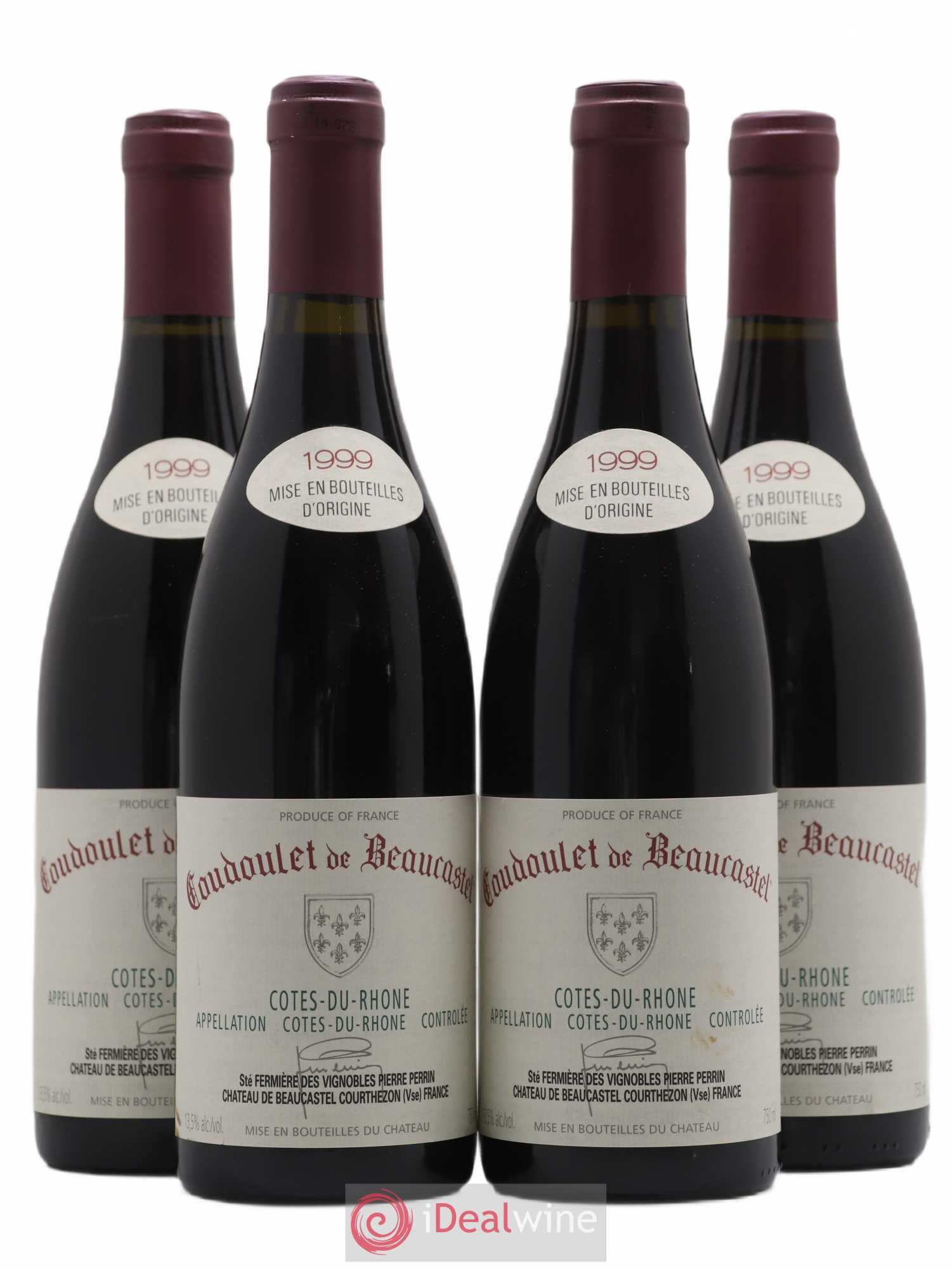 Côtes-du-Rhône Coudoulet de Beaucastel Famille Perrin 1999 - Lot de 4 bouteilles - 0