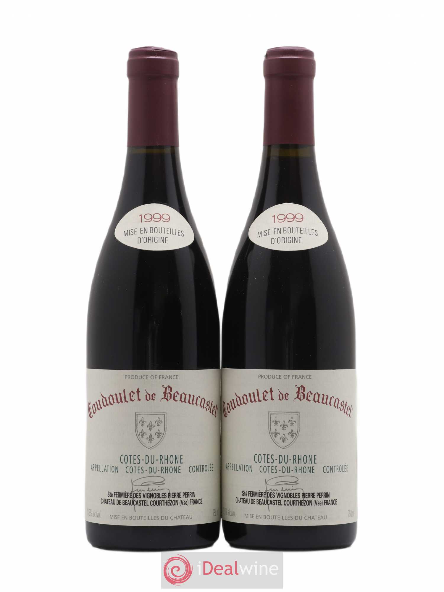 Côtes-du-Rhône Coudoulet de Beaucastel Famille Perrin 1999 - Lot de 2 bouteilles - 0