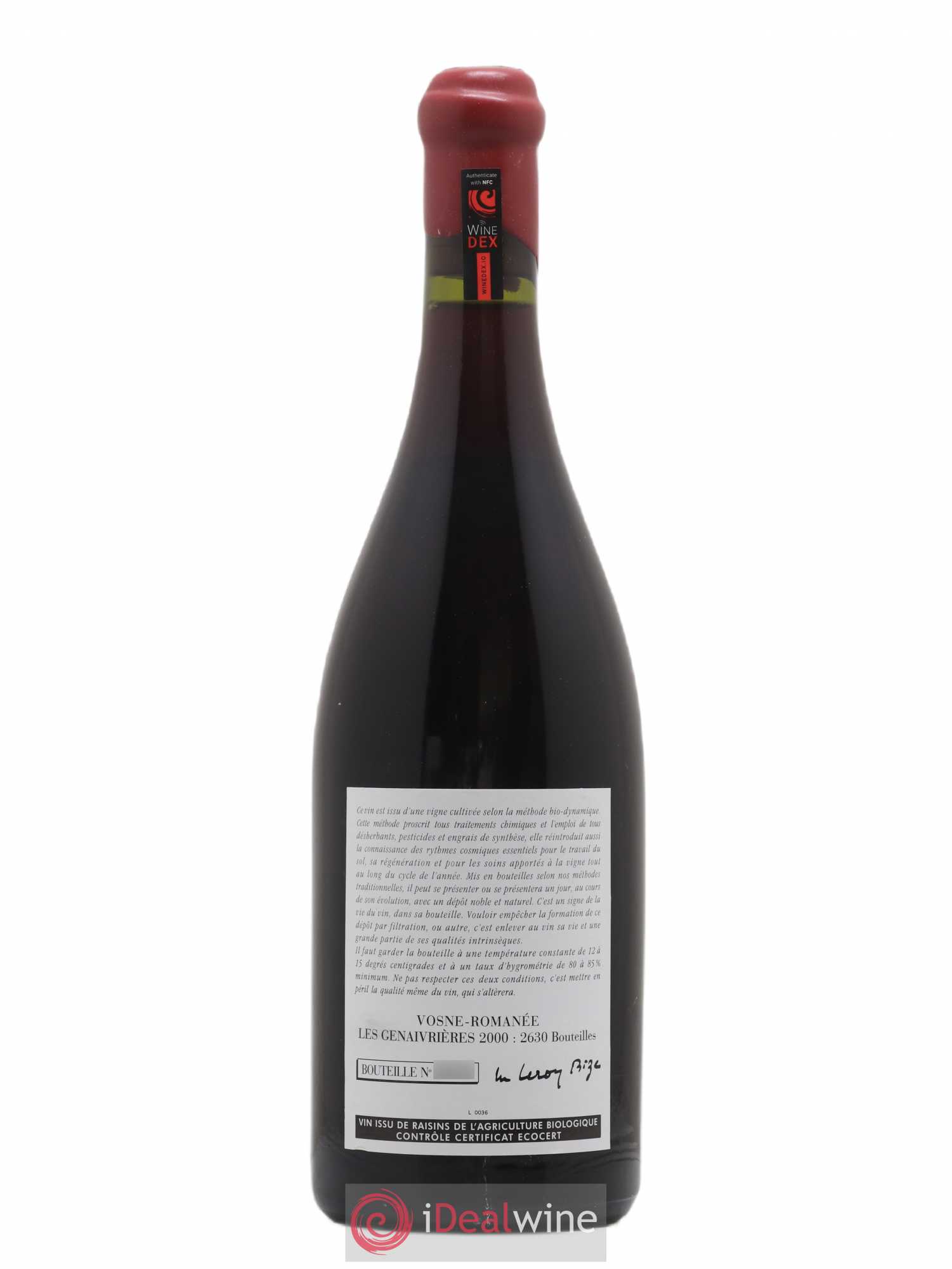 Vosne-Romanée Les Genaivrières Leroy (Domaine) 2000 - Lot de 1 bouteille - 1