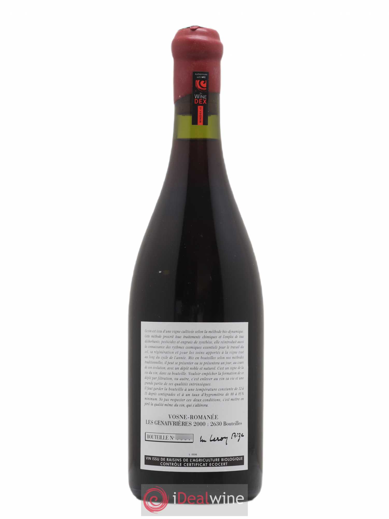 Vosne-Romanée Les Genaivrières Leroy (Domaine) 2000 - Lot de 1 bouteille - 1