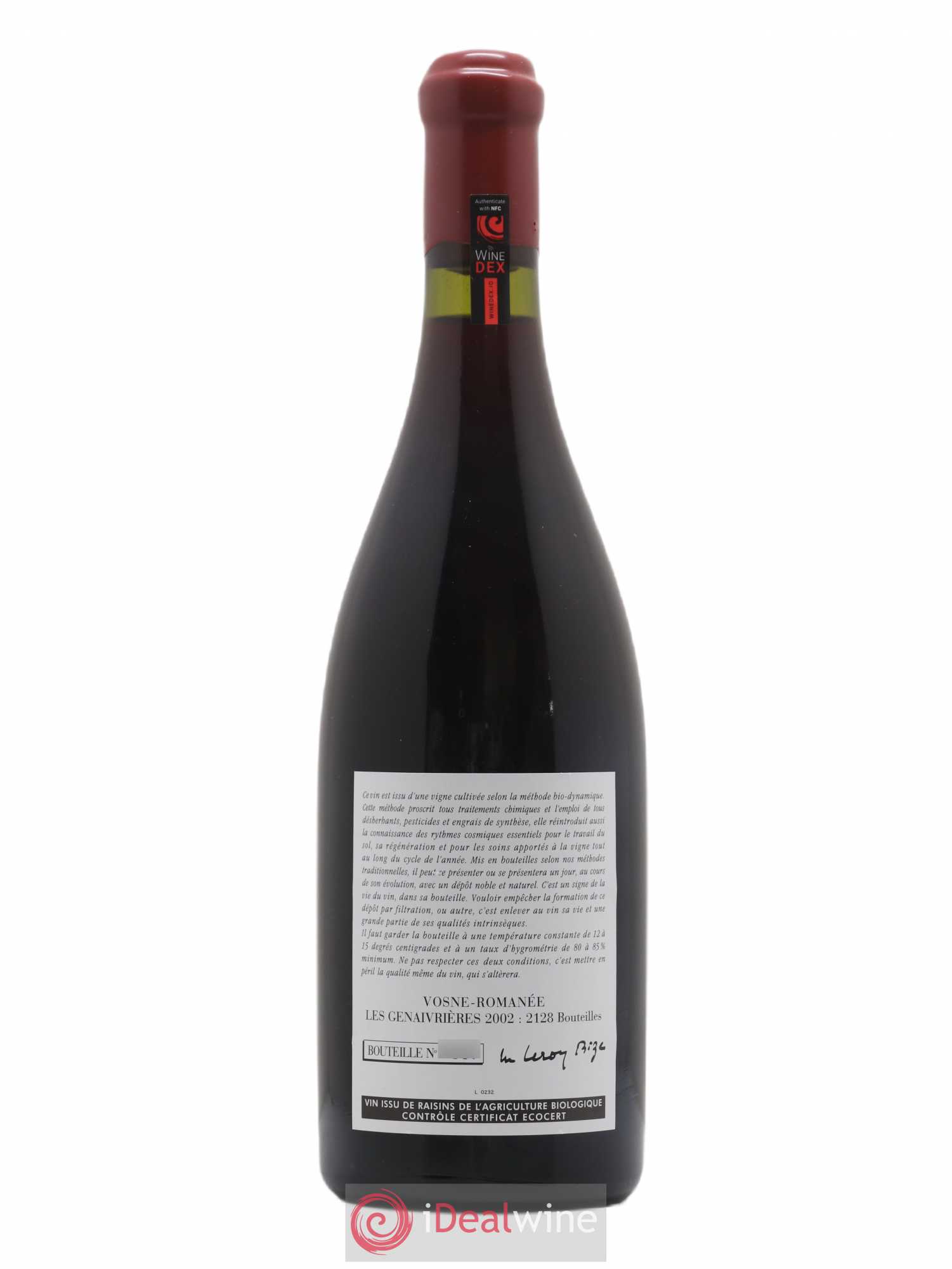 Vosne-Romanée Les Genaivrières Leroy (Domaine) 2002 - Lot de 1 bouteille - 1