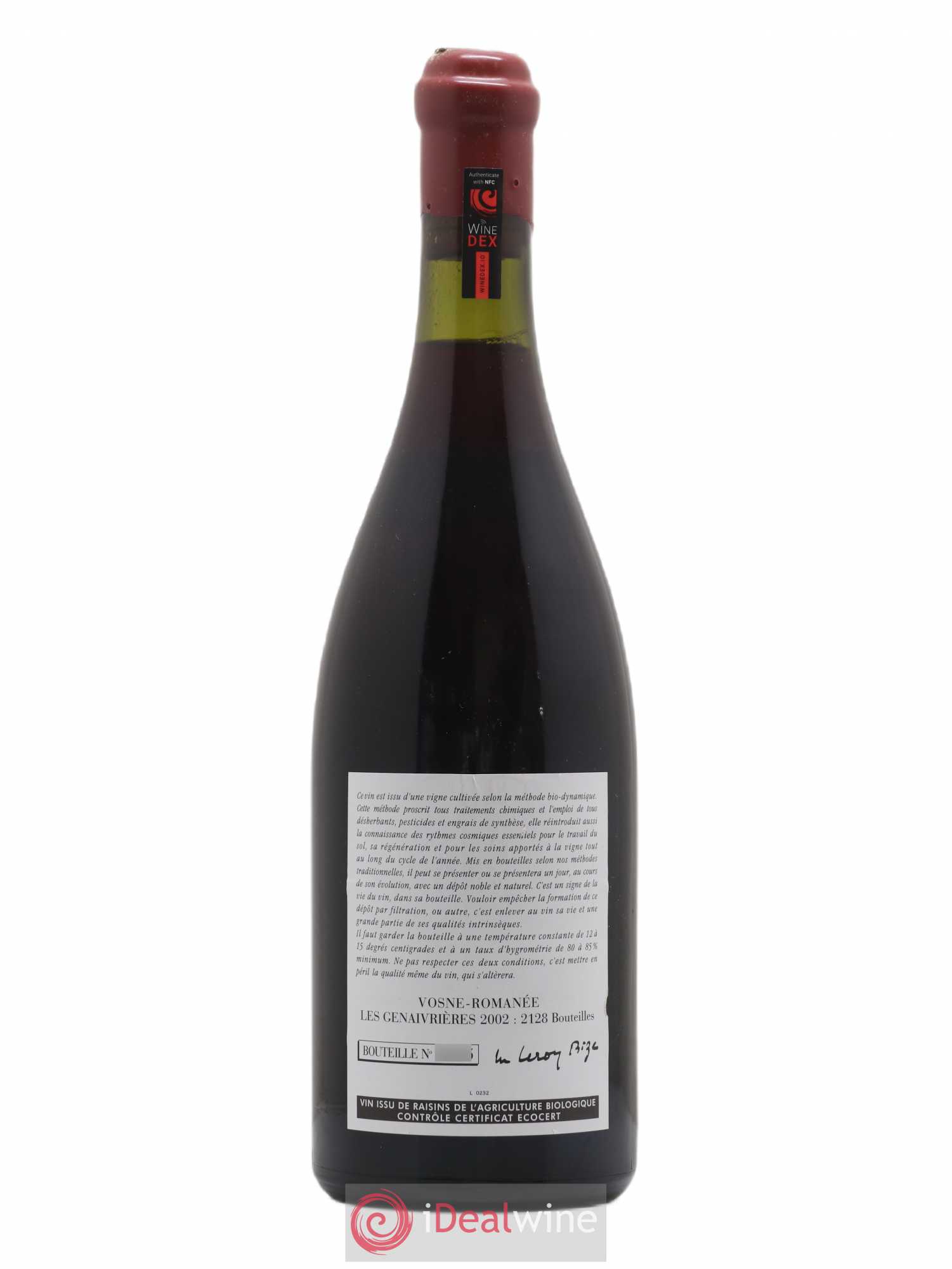 Vosne-Romanée Les Genaivrières Leroy (Domaine) 2002 - Lotto di 1 bottiglia - 1