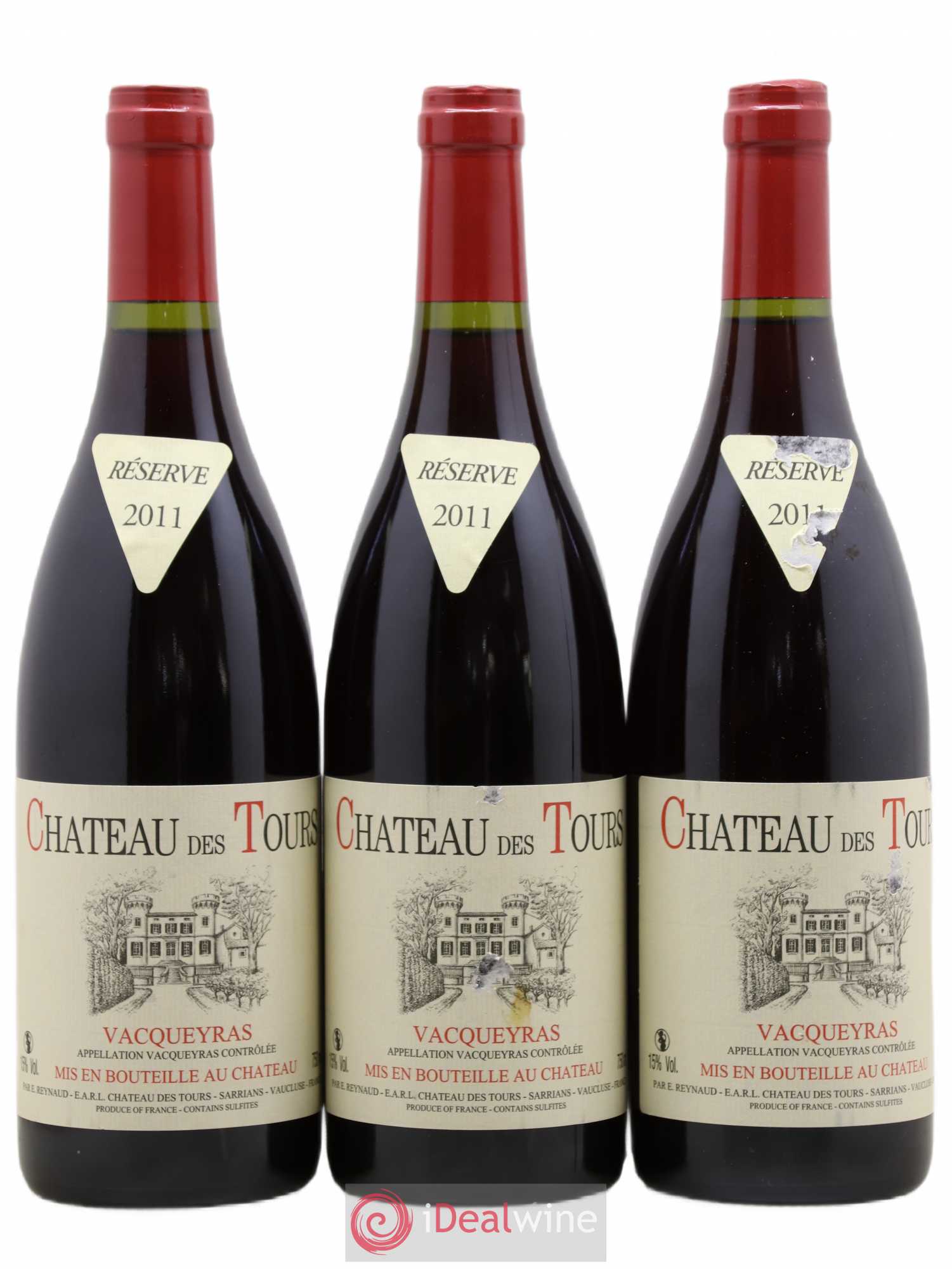 Vacqueyras Château des Tours Emmanuel Reynaud 2011 - Lot de 3 bouteilles - 0
