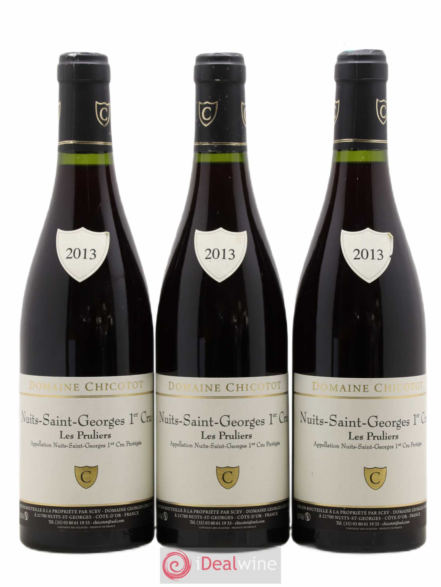 Nuits-Saint-Georges 1er Cru Les Pruliers Chicotot 2013 - Lot de 3 bouteilles - 0