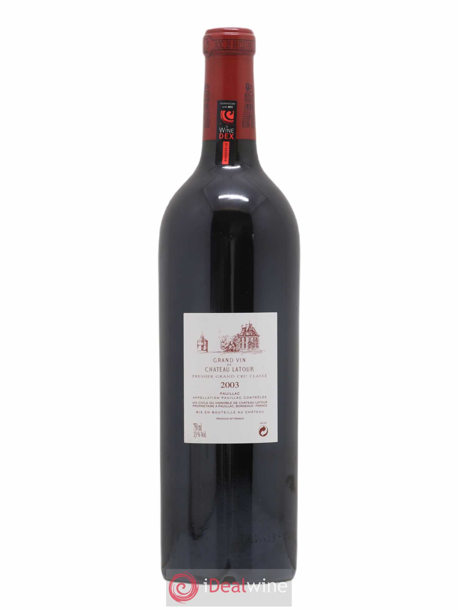 Château Latour 1er Grand Cru Classé 2003 - Lot de 1 bouteille - 1