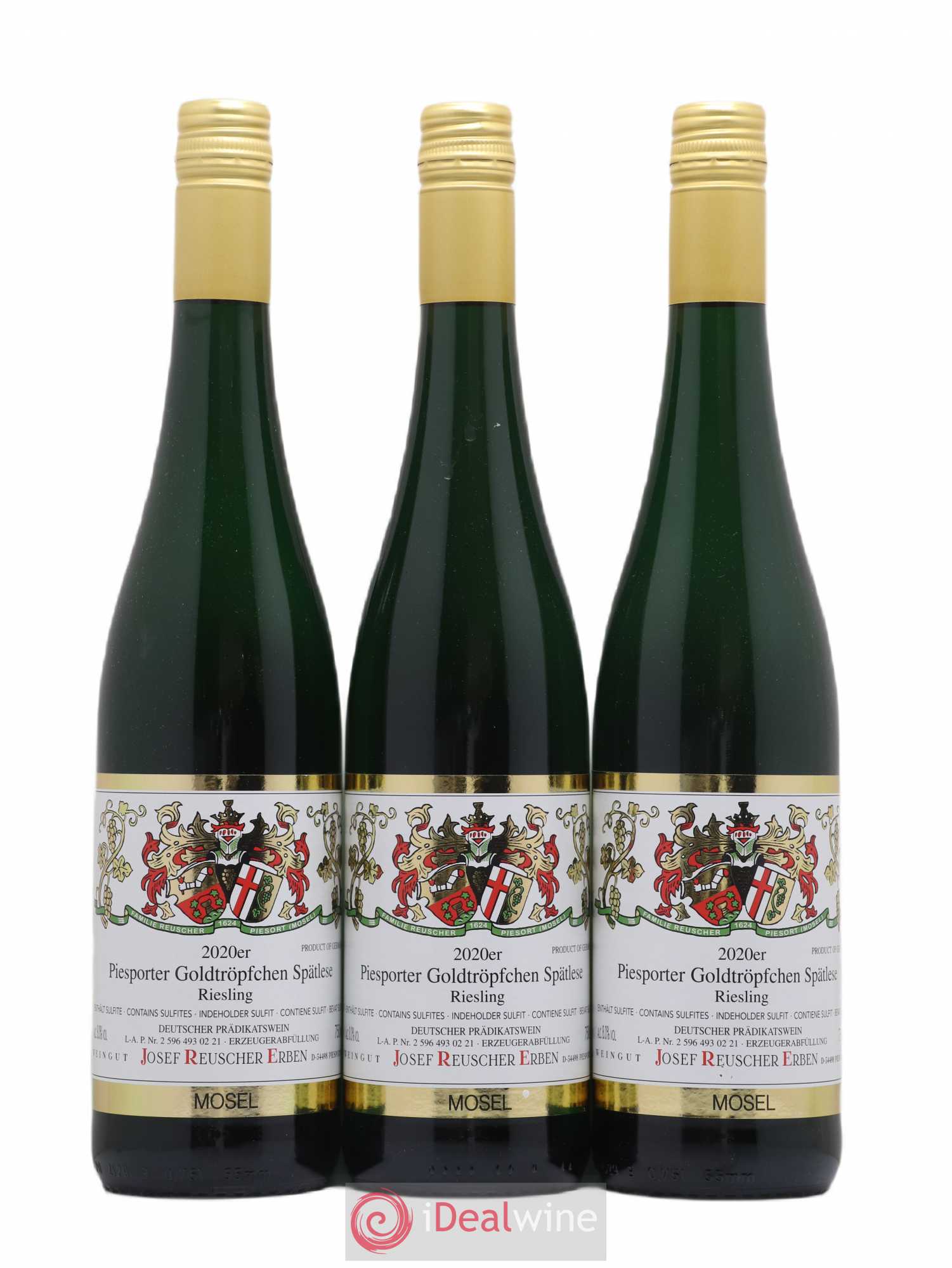 Allemagne Mosel-Saar Piesporter Goldtröpfchen Riesling Spätlese Josef Reuscher Erben (sans prix de réserve) 2020 - Posten von 3 Flaschen - 0