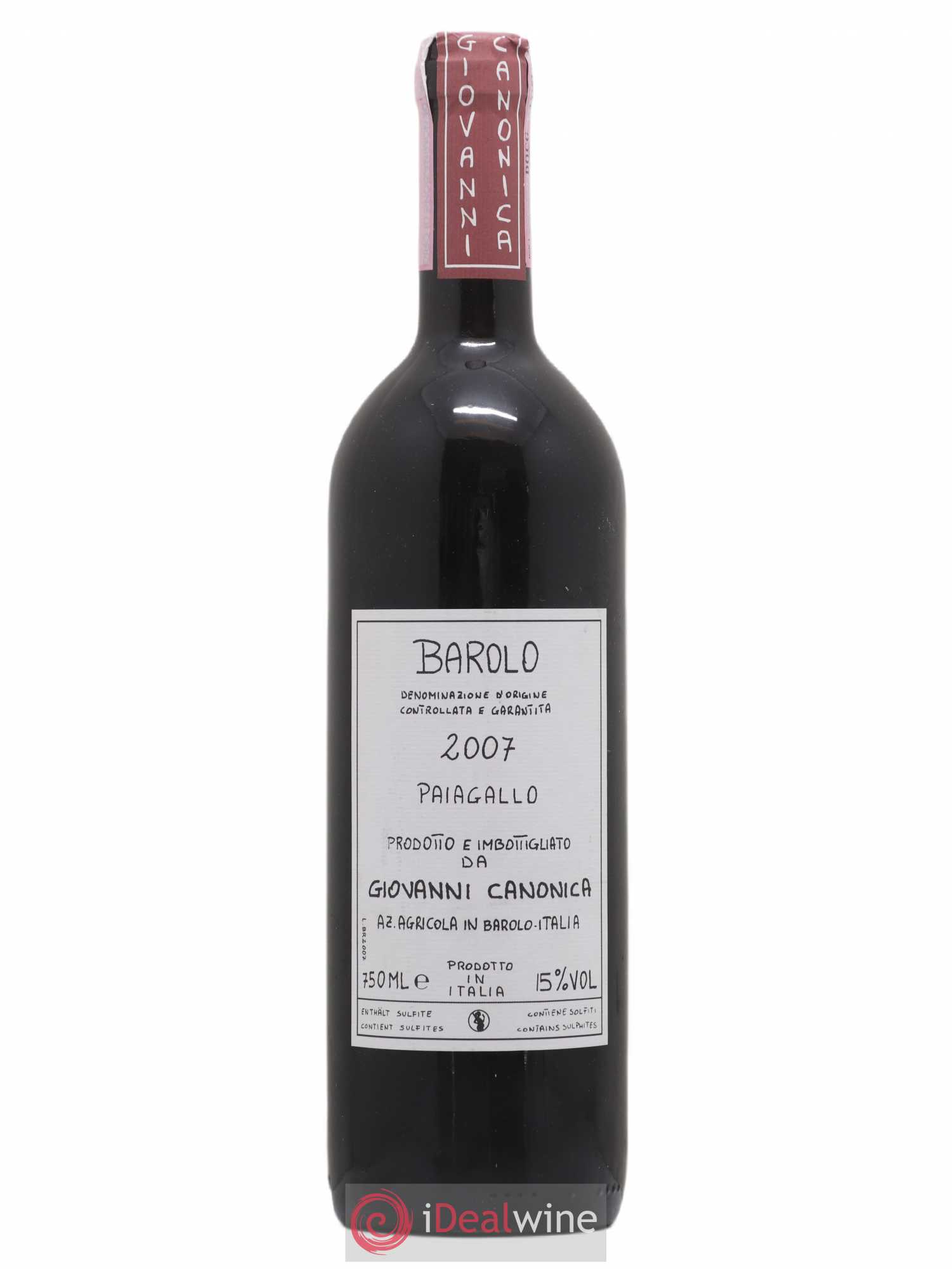 Barolo DOCG Paiagallo Giovanni Canonica 2007 - Lot de 1 bouteille - 0
