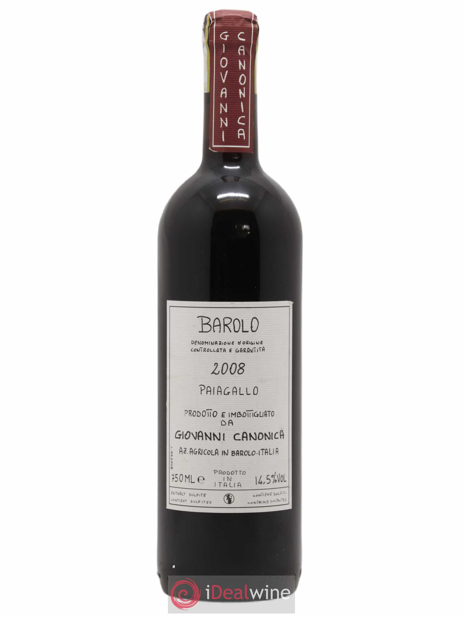 Barolo DOCG Paiagallo Giovanni Canonica 2008 - Lot de 1 bouteille - 0