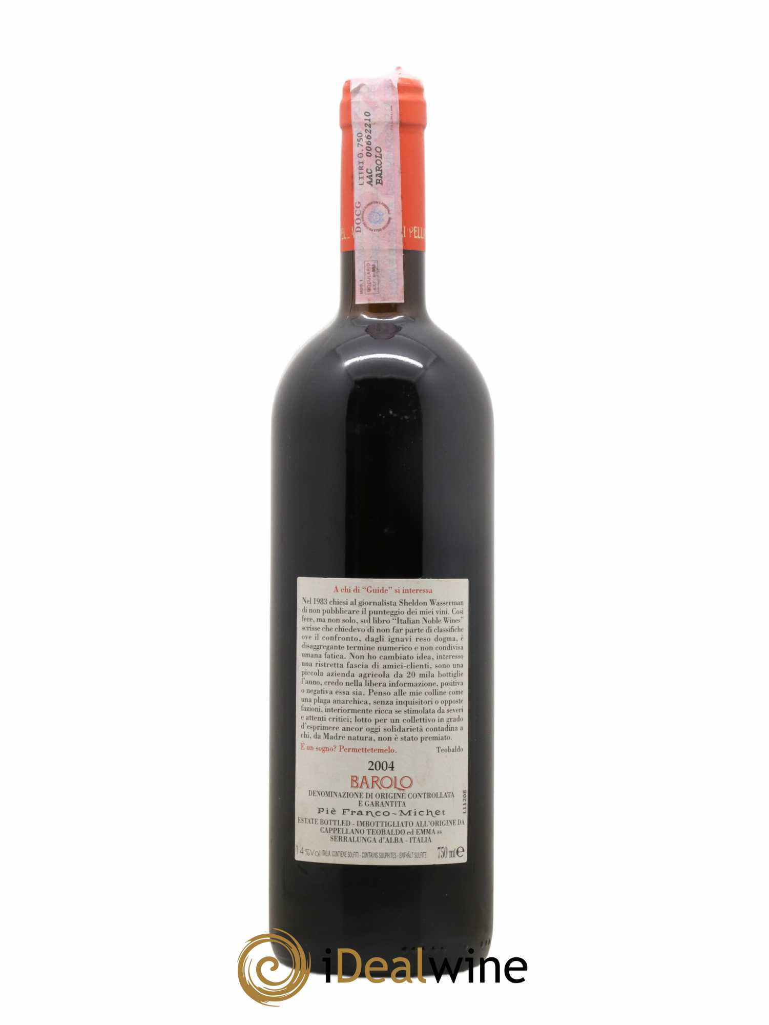 Barolo DOCG Pié Franco Cappellano 2004 - Lot de 1 bouteille - 1