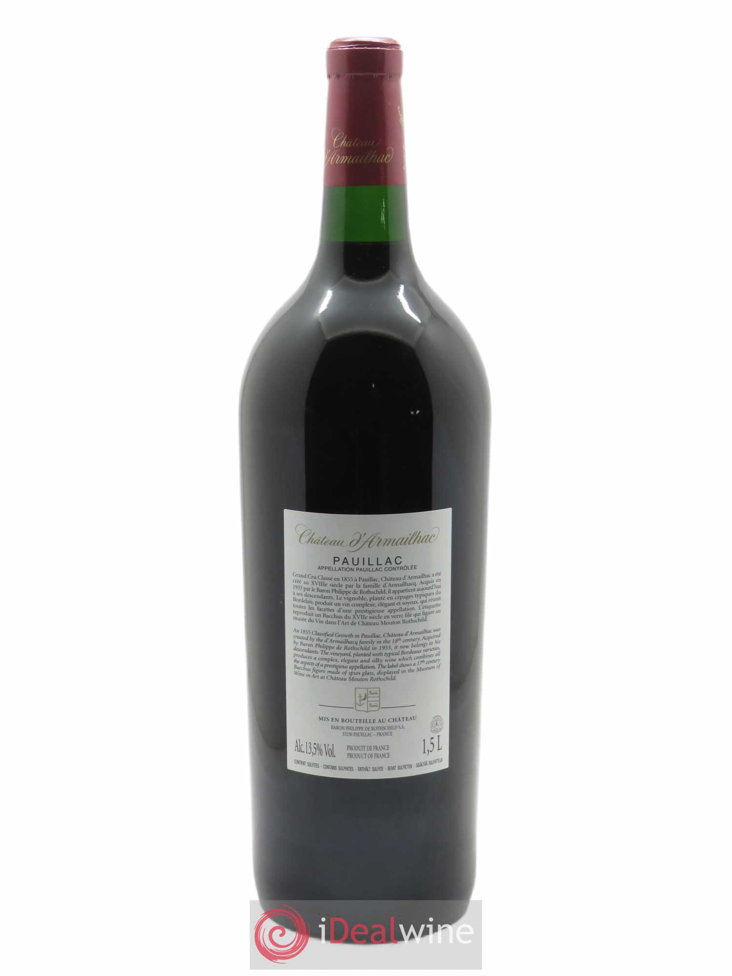 Château d' Armailhac - Mouton Baron(ne) Philippe 5ème Grand Cru Classé (CBO à partir de 3 bts) 2016 - Lot de 1 magnum - 1