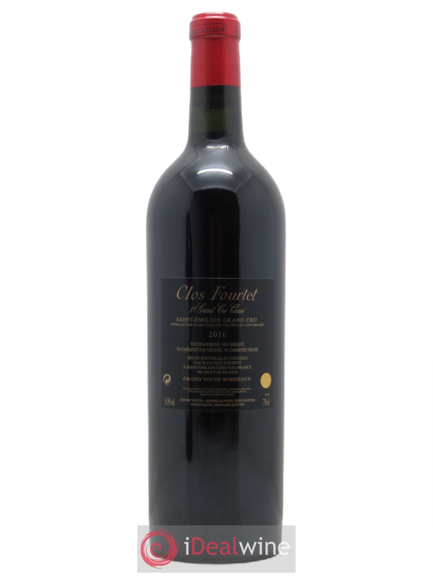 Clos Fourtet 1er Grand Cru Classé B (CBO à partir de 6 bts) 2016 - Lot de 1 bouteille - 1