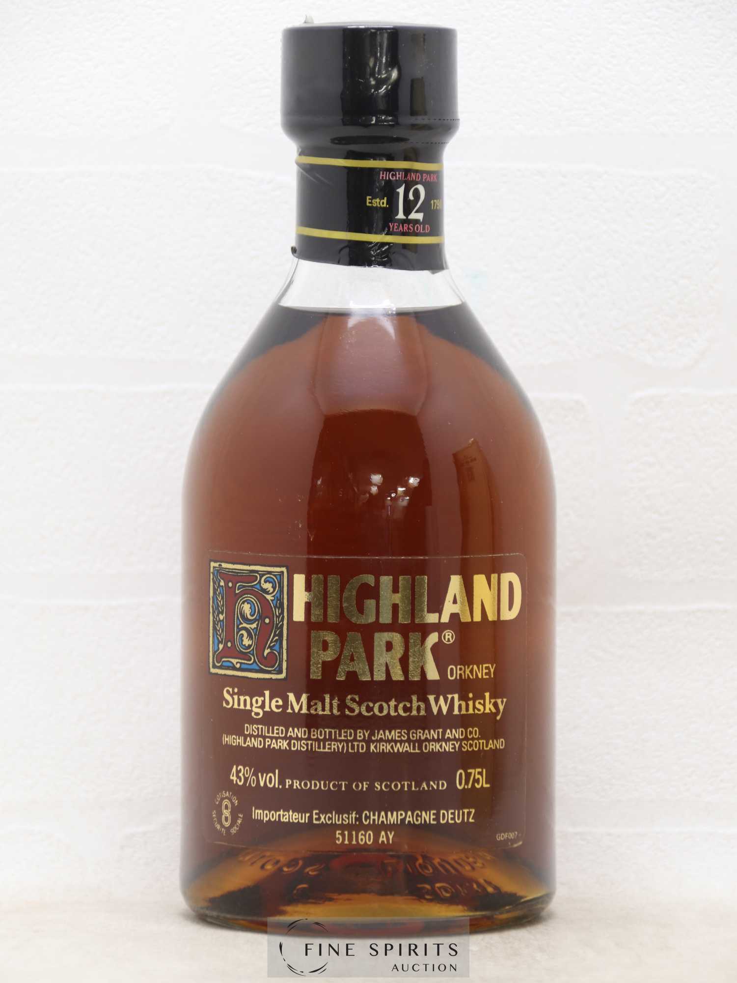 Highland Park 12 years Of. Deutz Import - Posten von 1 Flasche - 1
