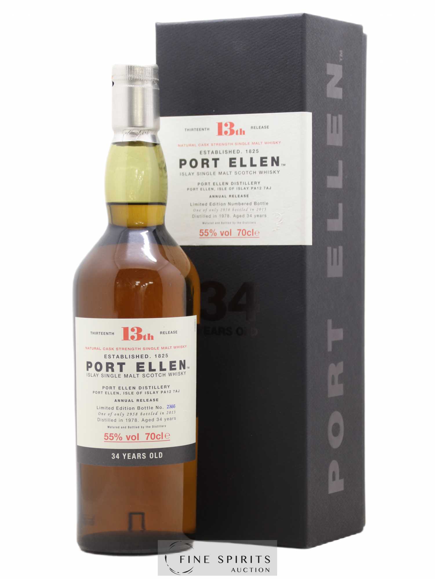 Port Ellen 34 years 1978 Of. 13th Release Natural Cask Strength - One of 2958 - bottled 2013 Limited Edition - Lot de 1 bouteille - 0