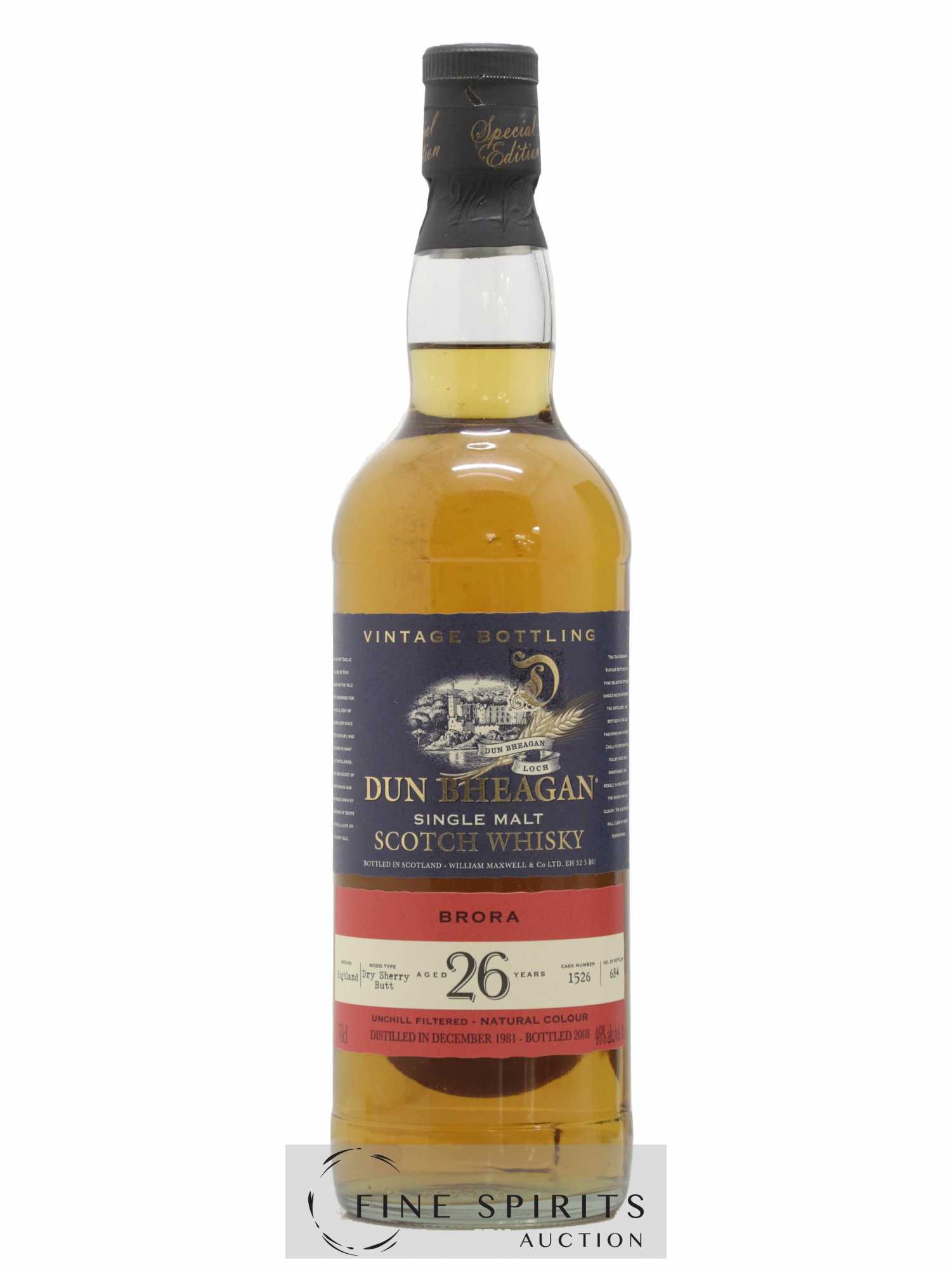 Brora 26 years 1981 Dun Bheagan Cask n°1526 - One of 684 - bottled 2008 Vintage Bottling - Lot de 1 bouteille - 1