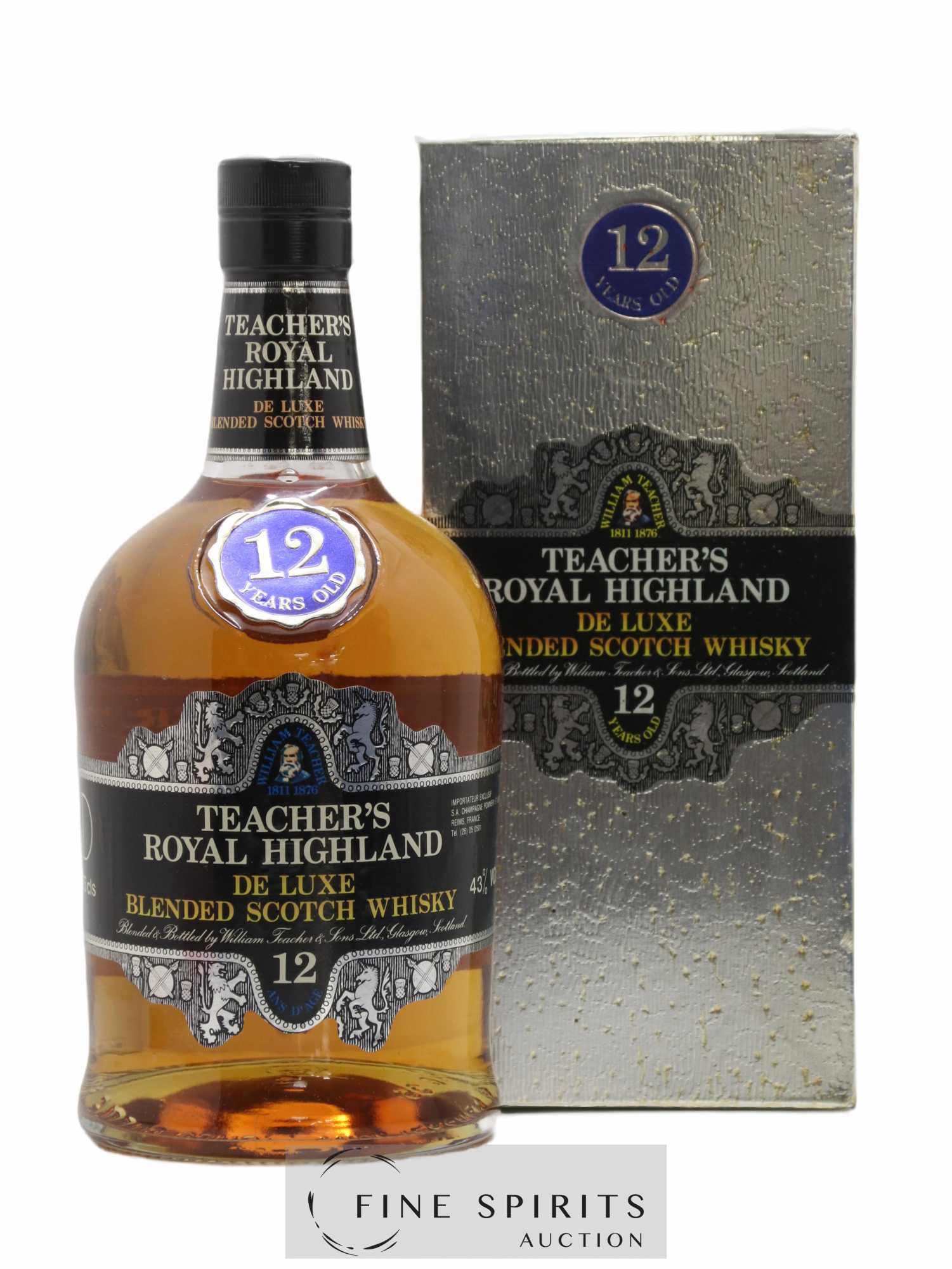 Teacher's Royal Highland 12 years Of. De Luxe Pommery et Greno Import - Lot de 1 bouteille - 0