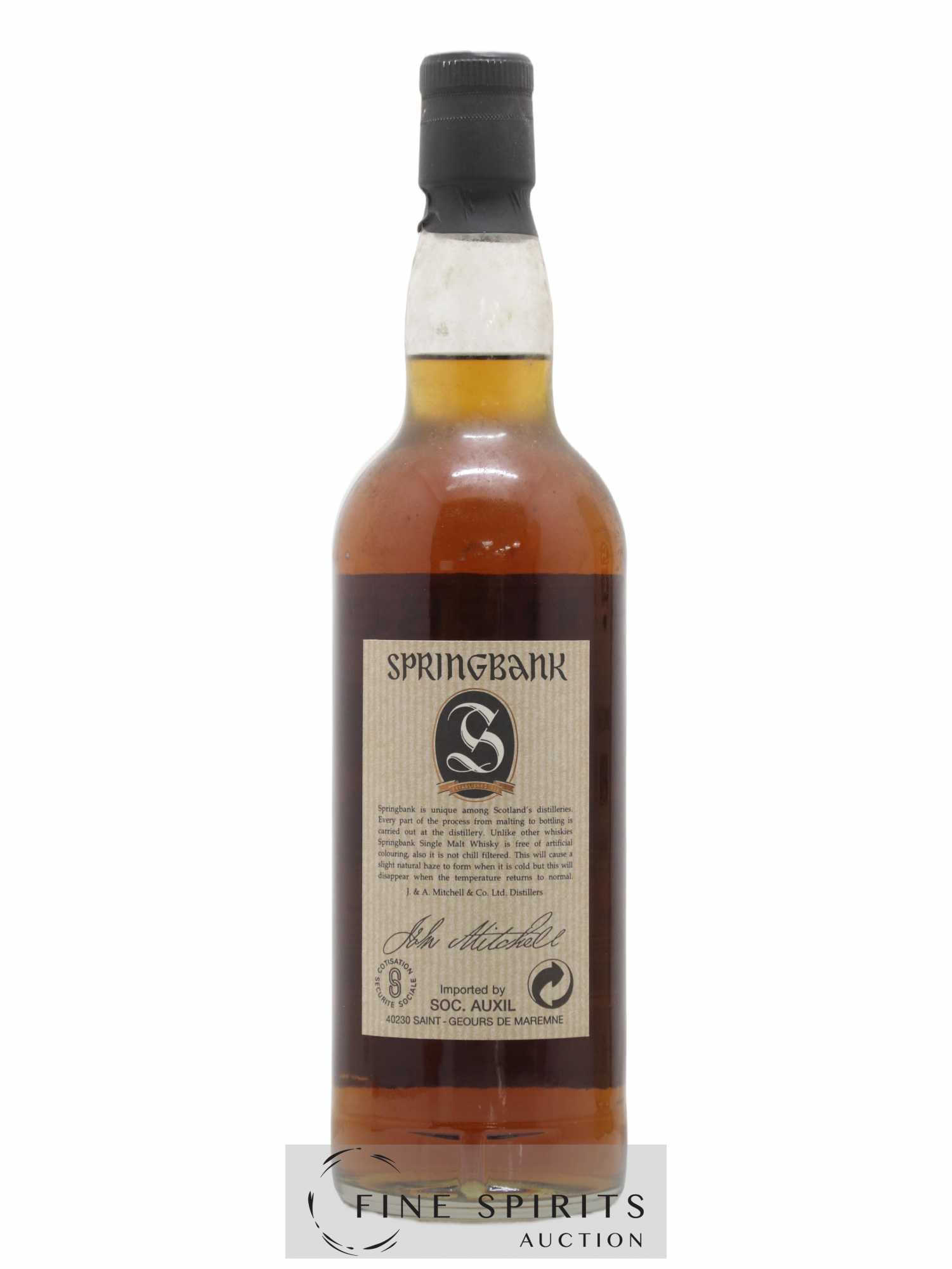 Springbank 21 years Of. Parchment Label SOC. AUXIL import - Posten von 1 Flasche - 2