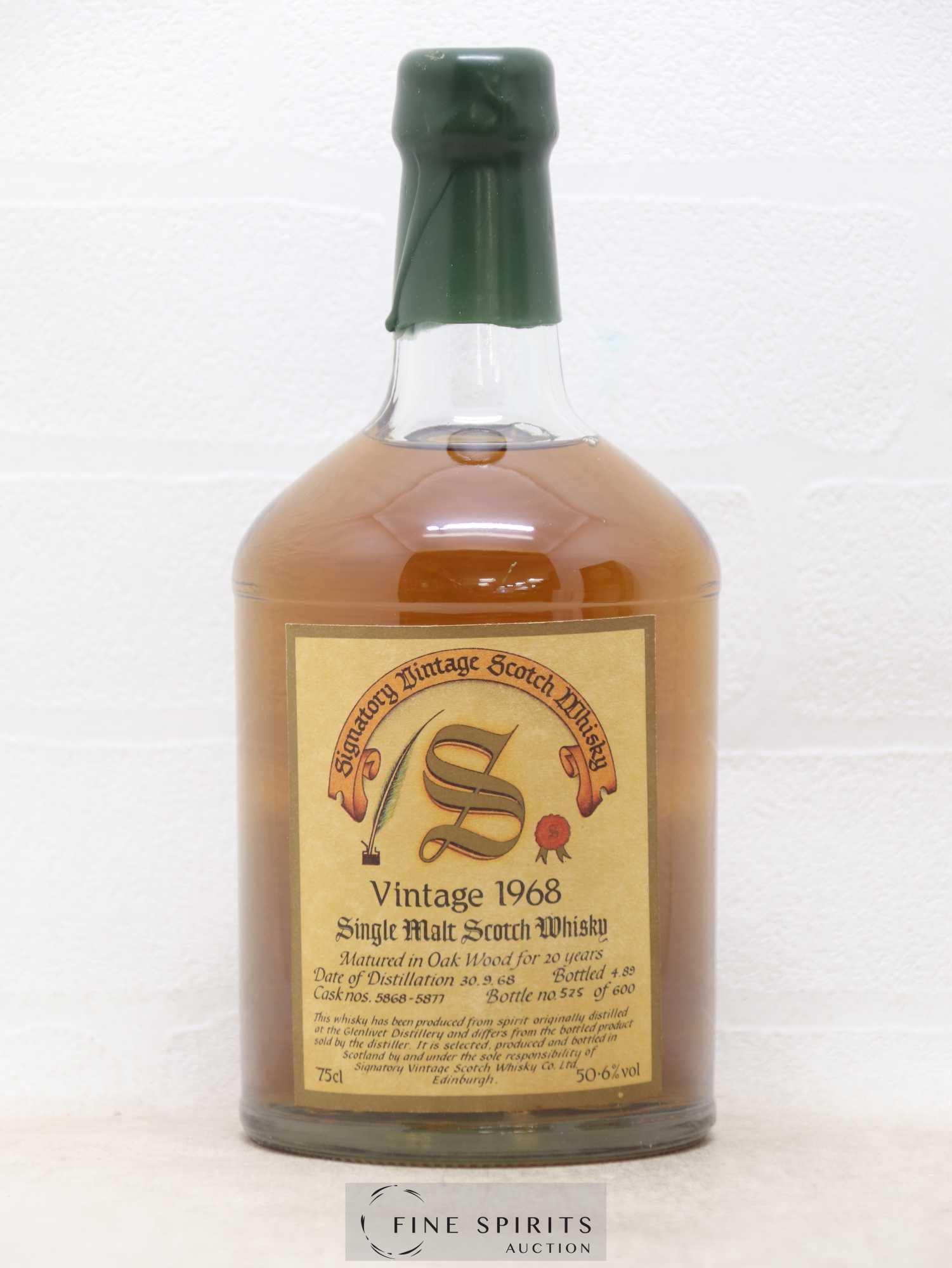 Glenlivet (The) 20 years 1968 Signatory Vintage Casks n°5868-5877 - One of 600 - bottled 1989 - Lot de 1 bouteille - 1